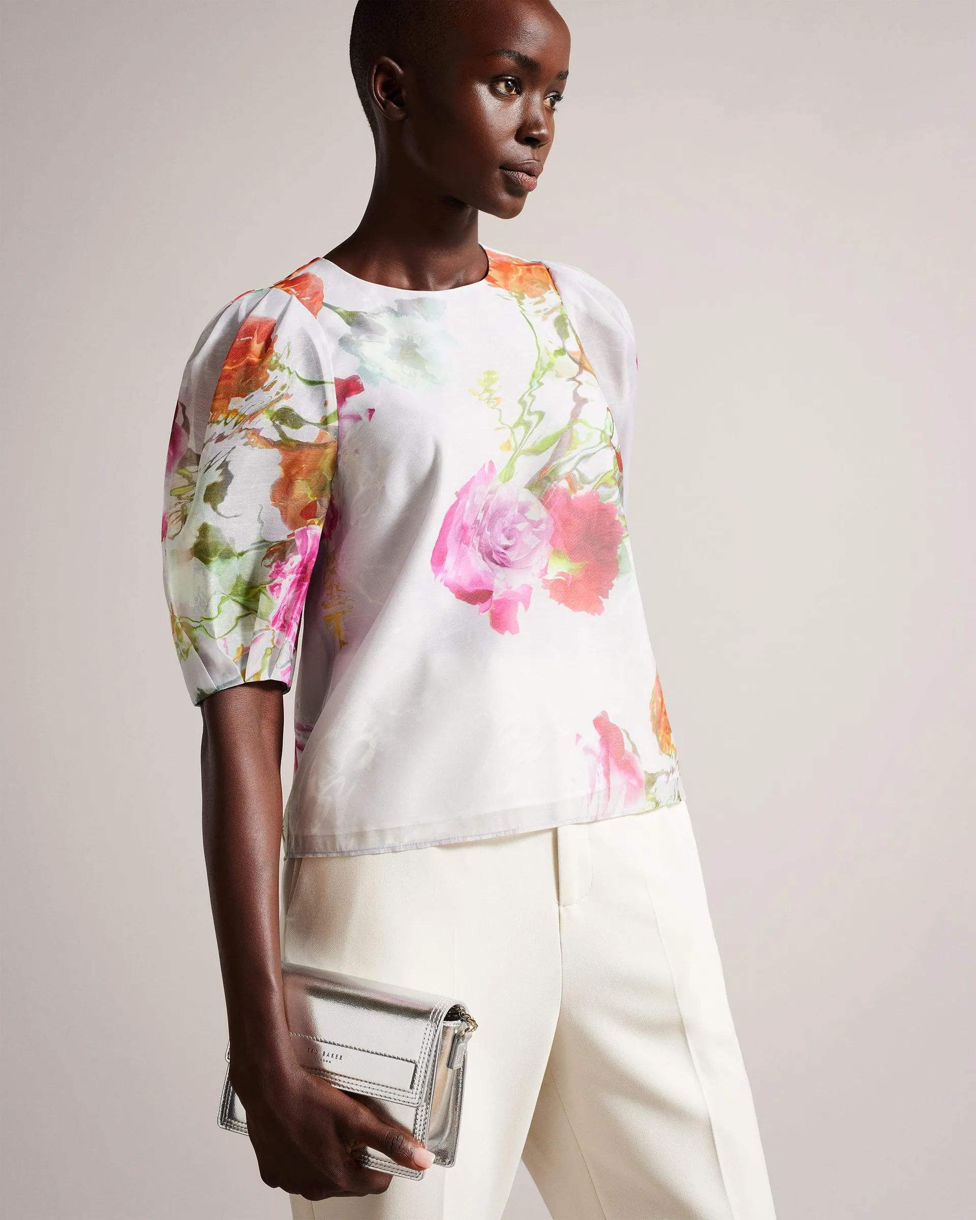 Boxy Cropped Top with Puff Sleeve