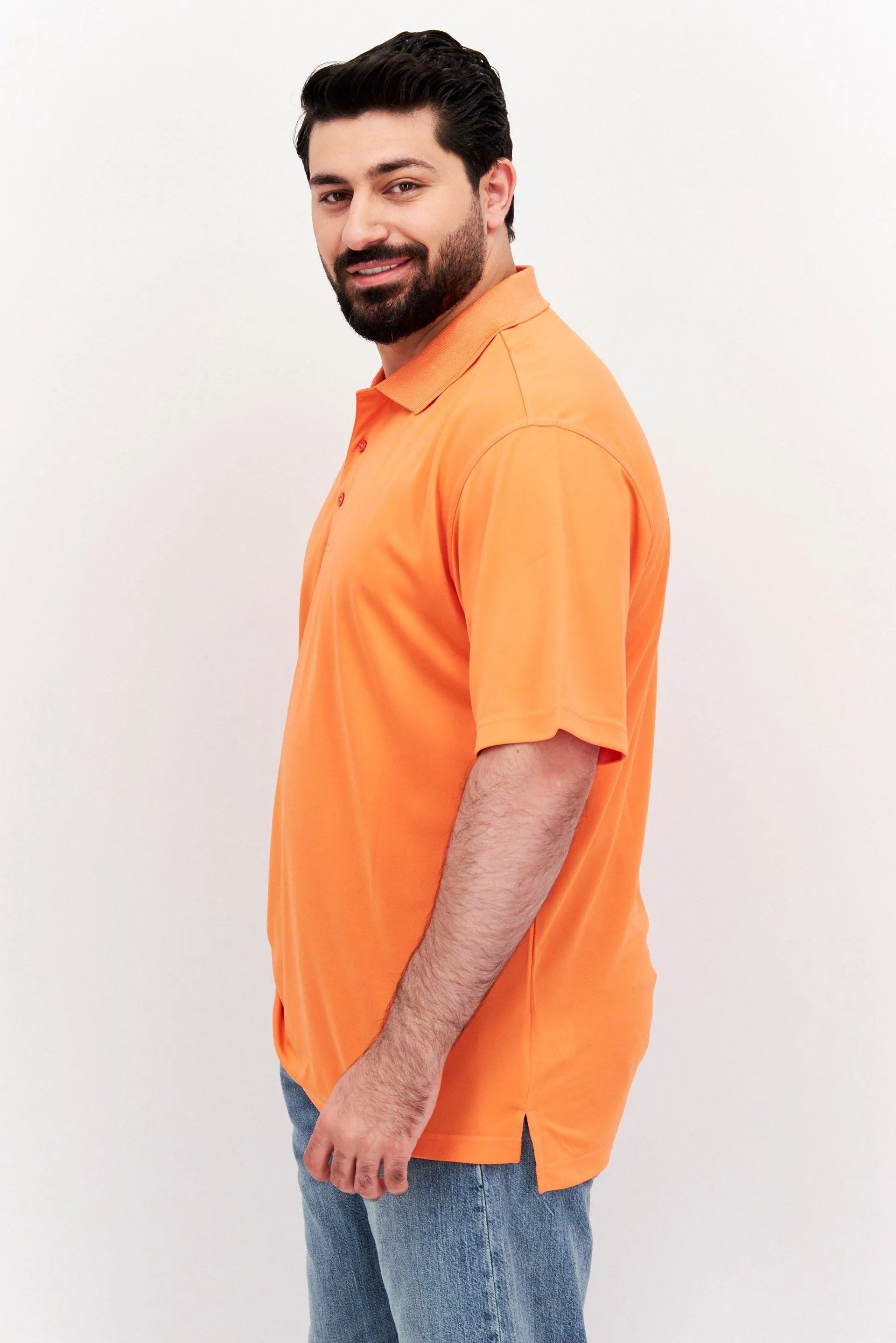 Men Regular Fit Short Sleeve Plain Polo Shirt, Orange