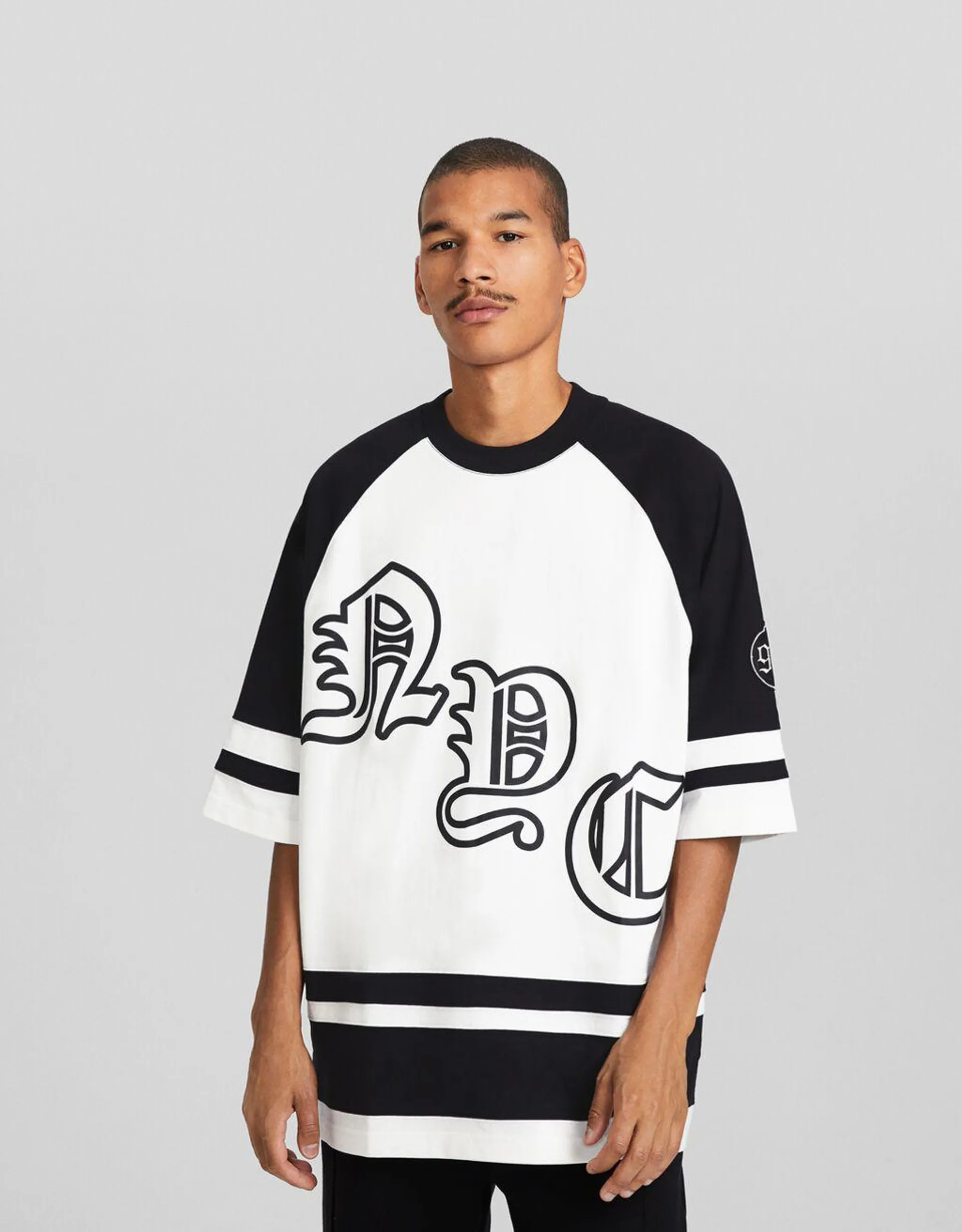 Oversize printed T-shirt with 3/4 sleeves