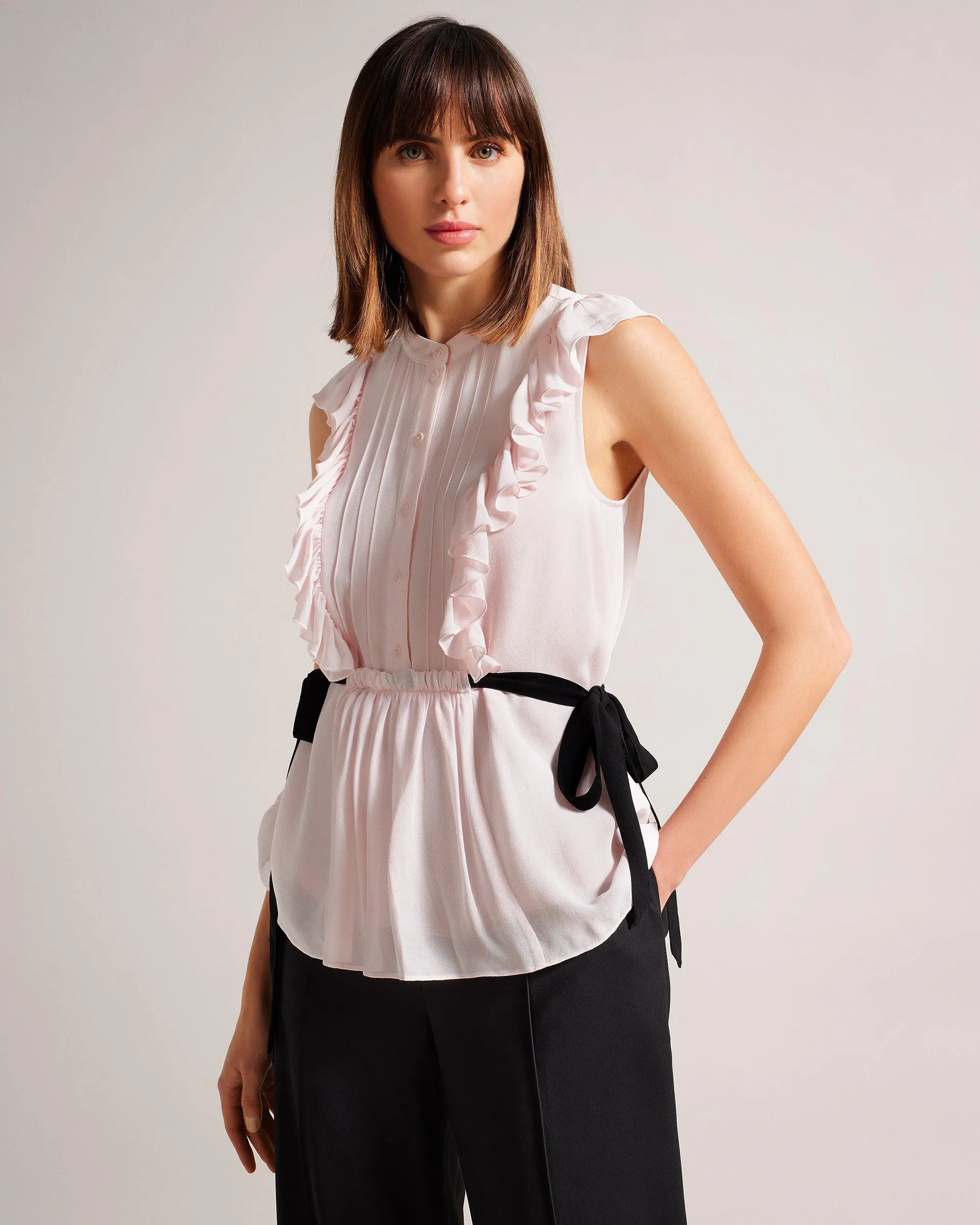 Sleeveless Frilled Top