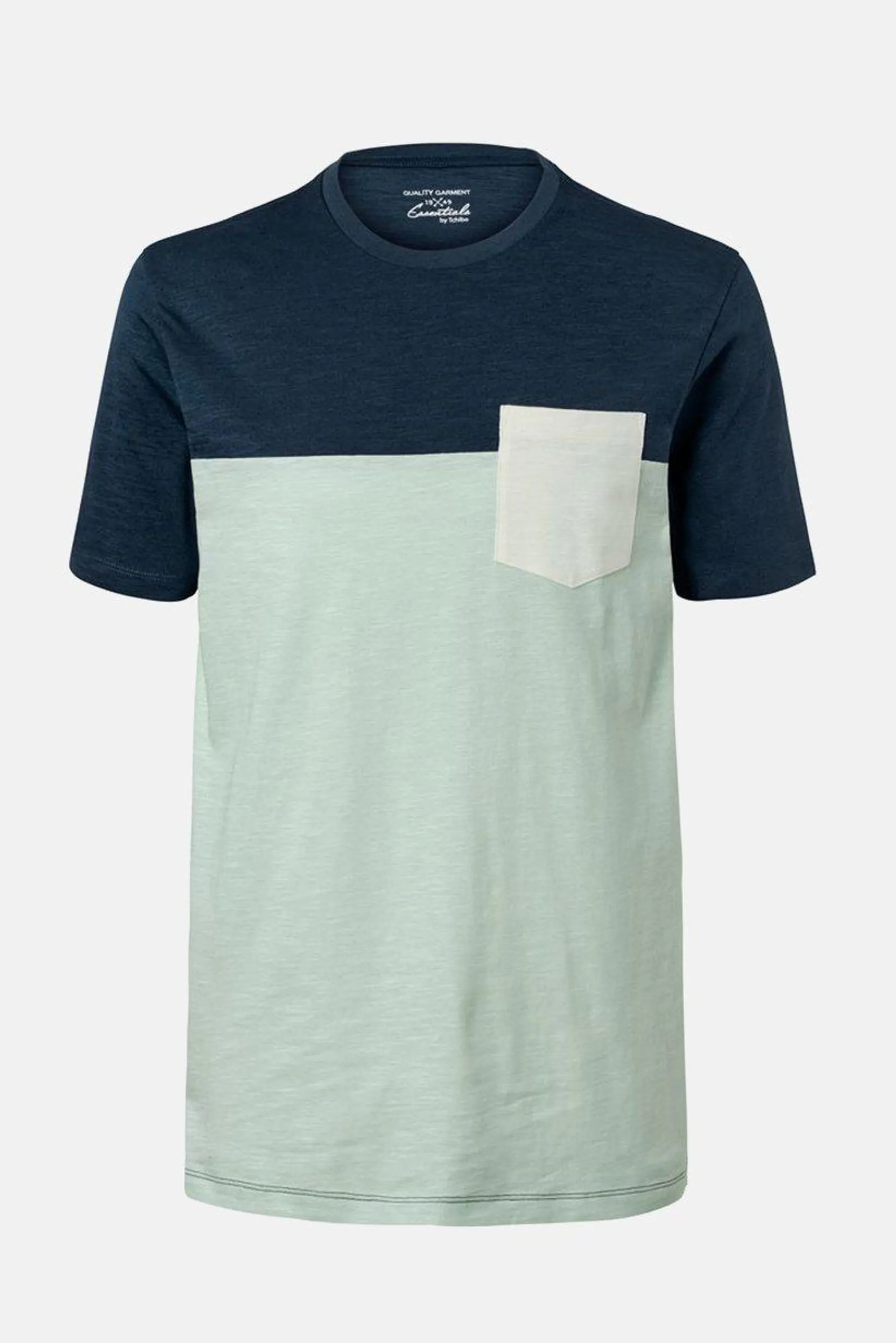 Men Crew Neck Short Sleeve Colorblock T-shirt, Navy/Mint