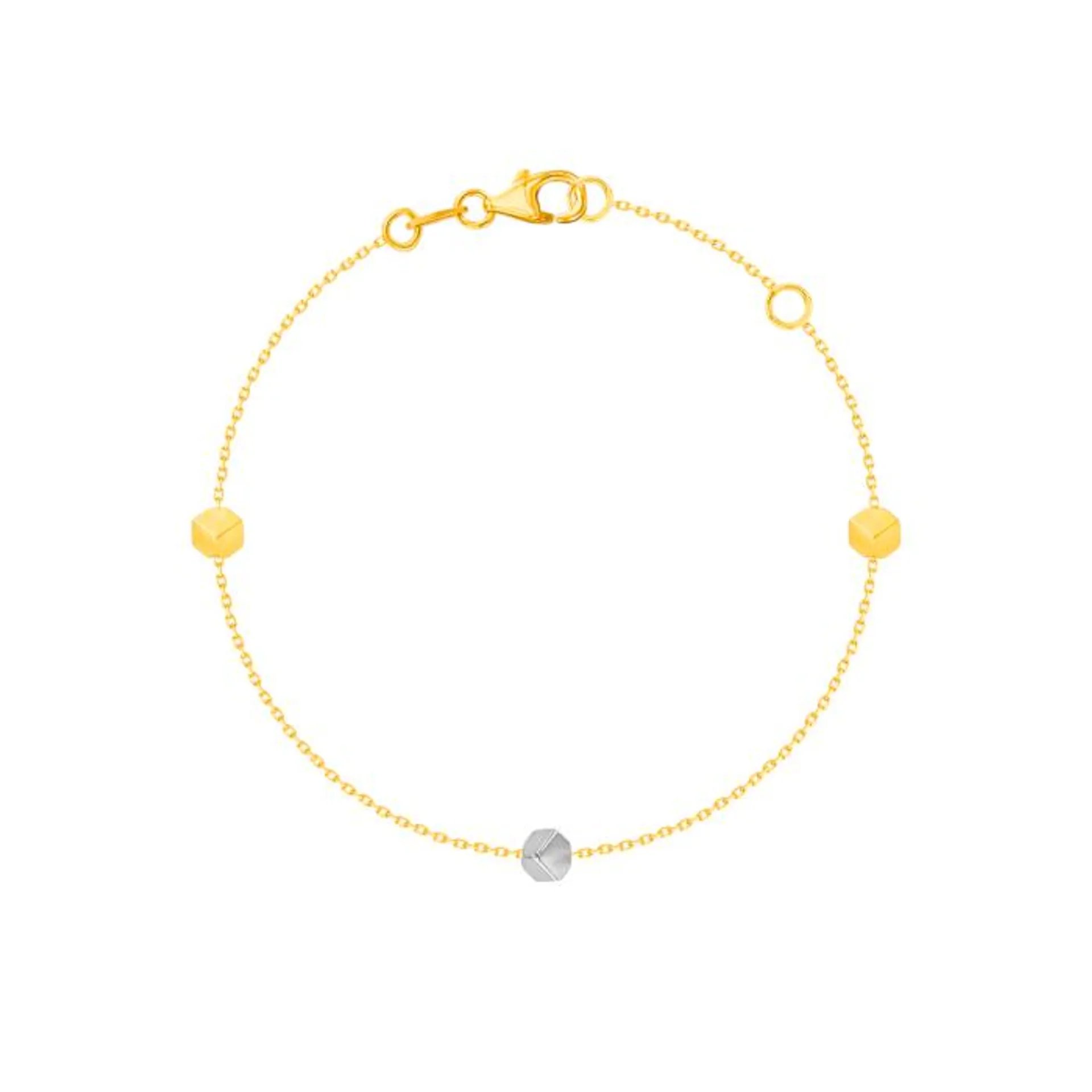 Cubes Single Chain Bracelet 18K Yellow & White Gold