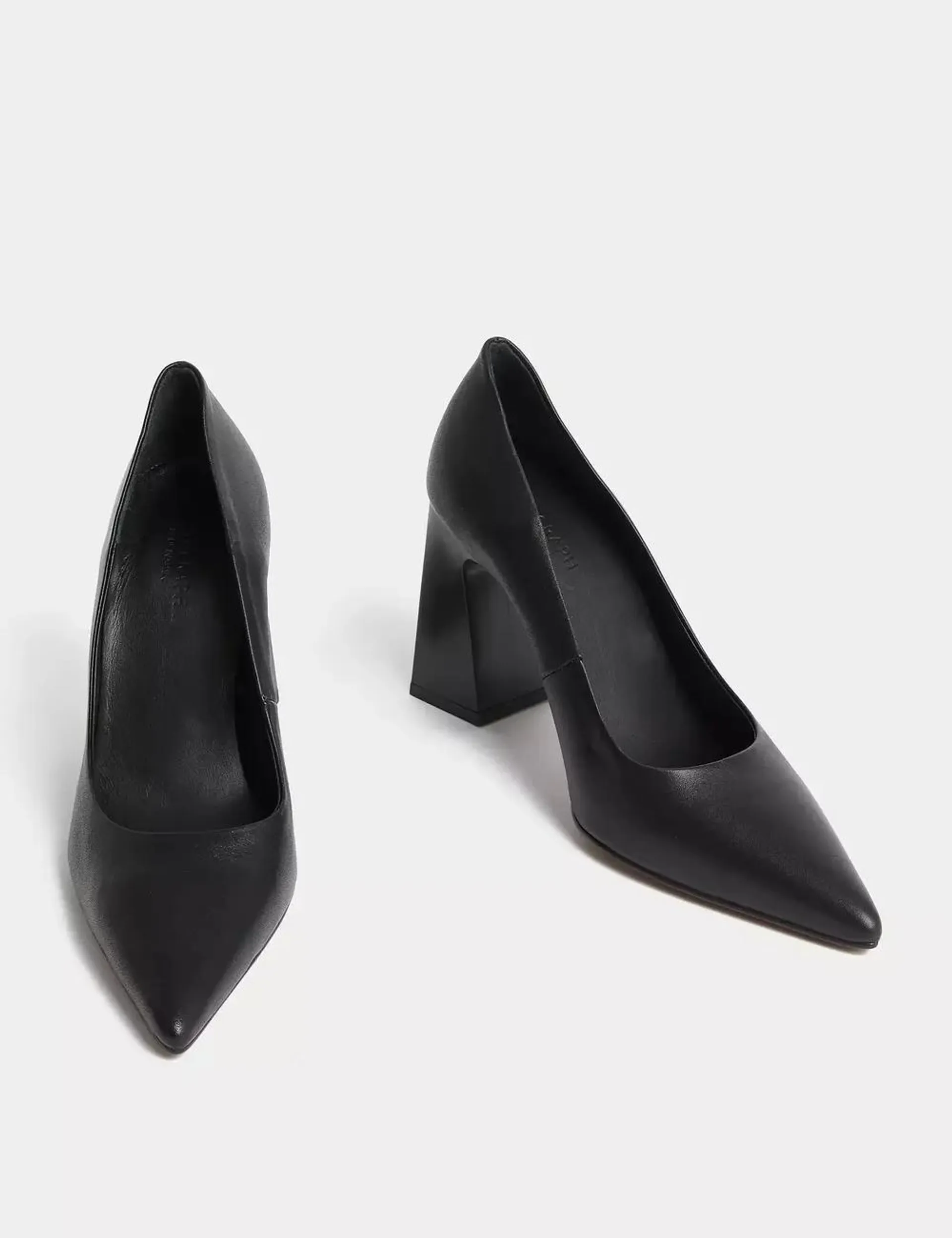 Leather Statement Pointed Toe Court Shoes