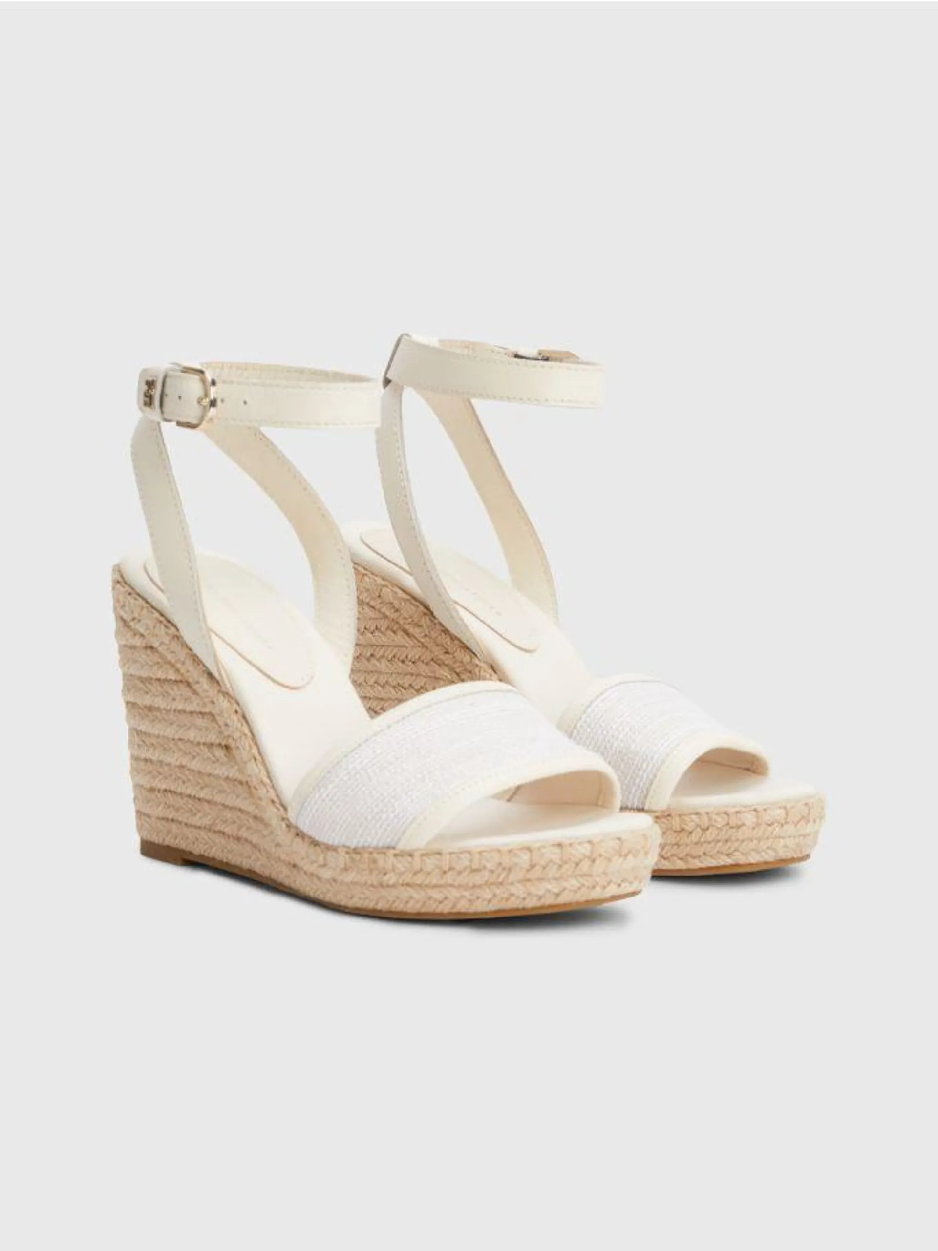 Leather Woven High Wedge Sandals