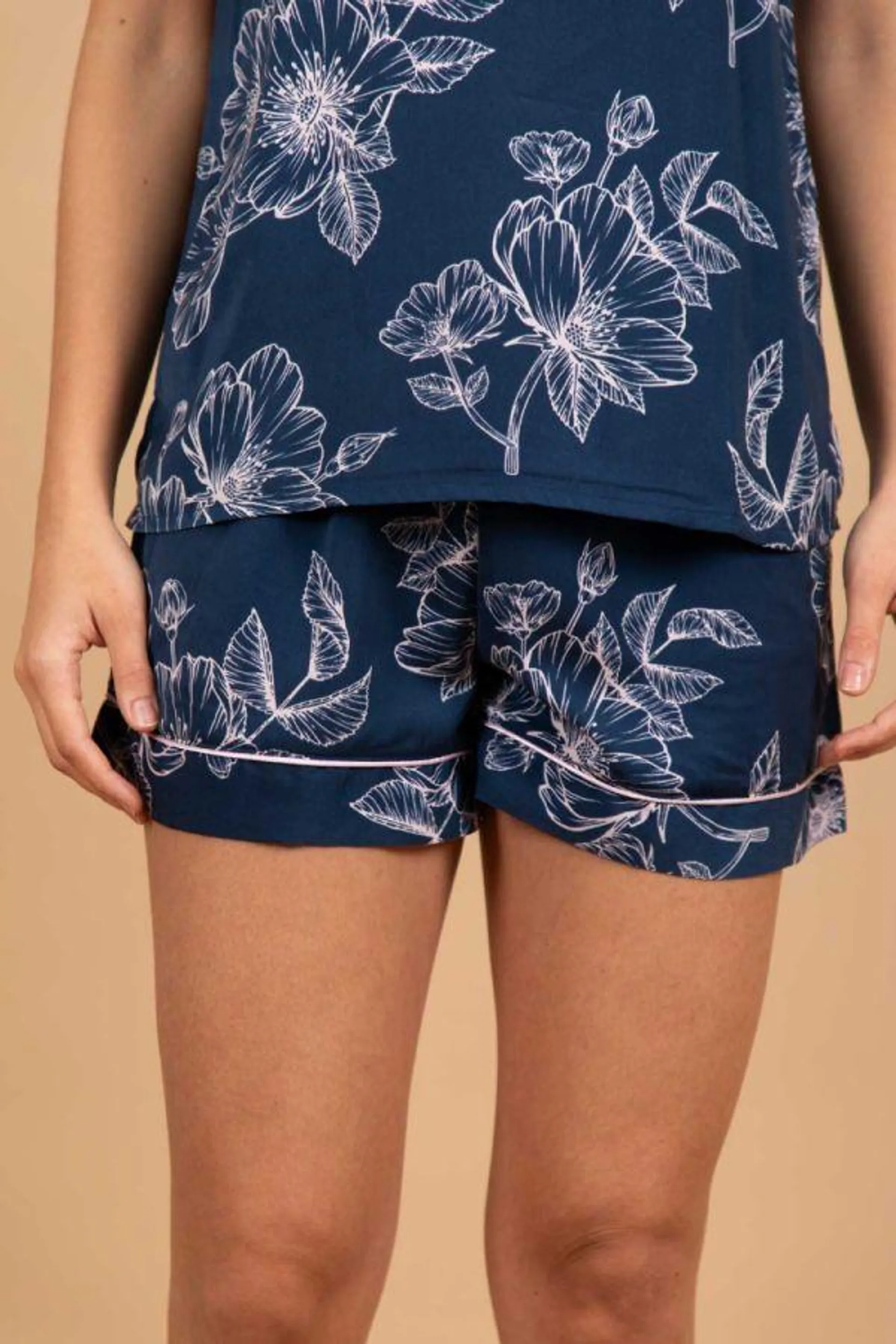 Ladies Navy Sketchy Floral Short