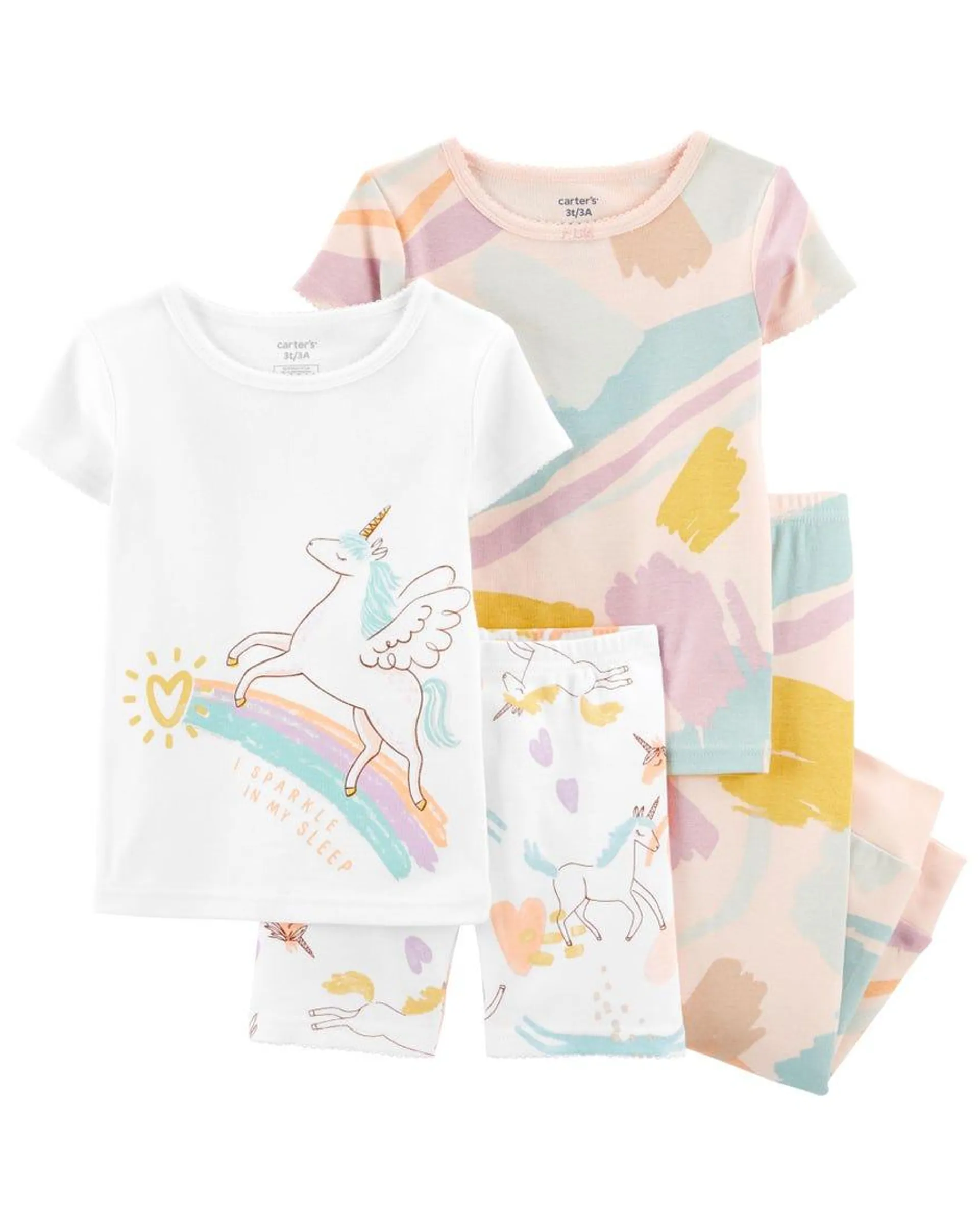 4-Piece Unicorn 100% Snug Fit Cotton PJs