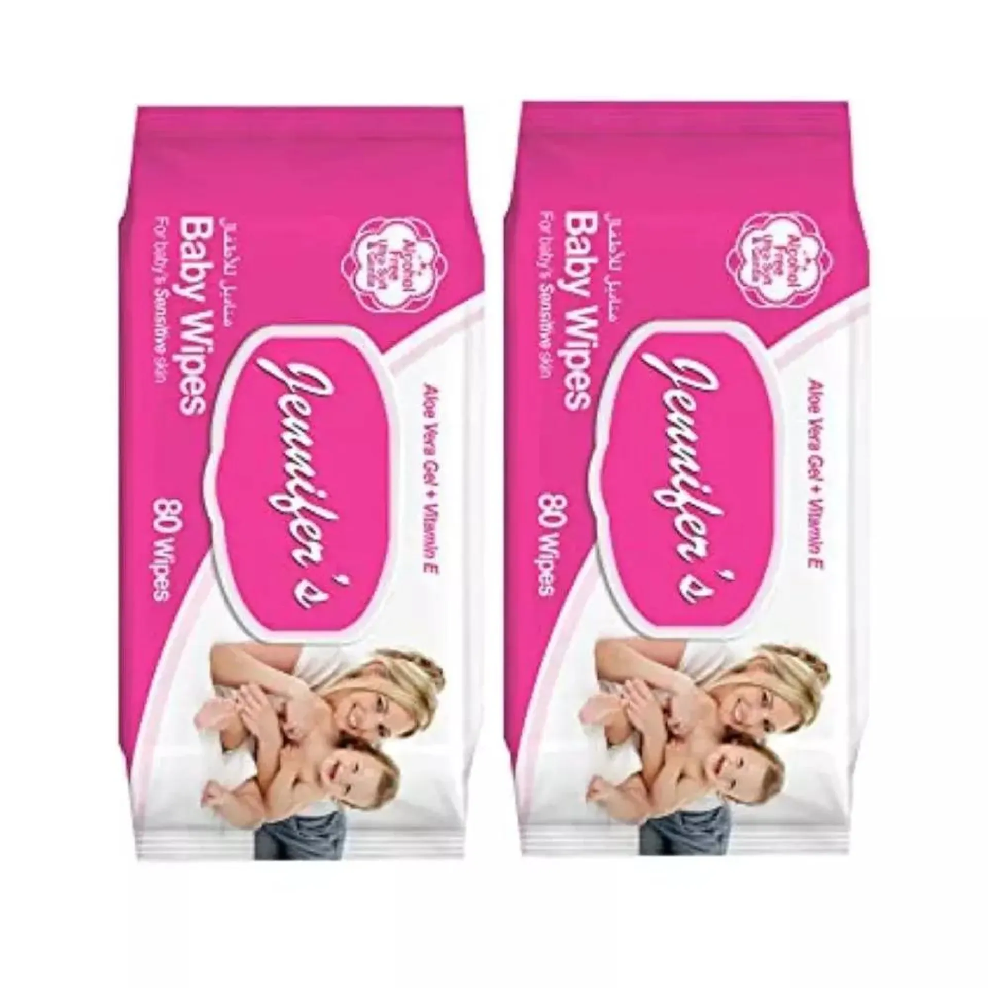 Jennifers Baby Wipes for baby's sensitive Skin, 80 Wipes Pack of 2