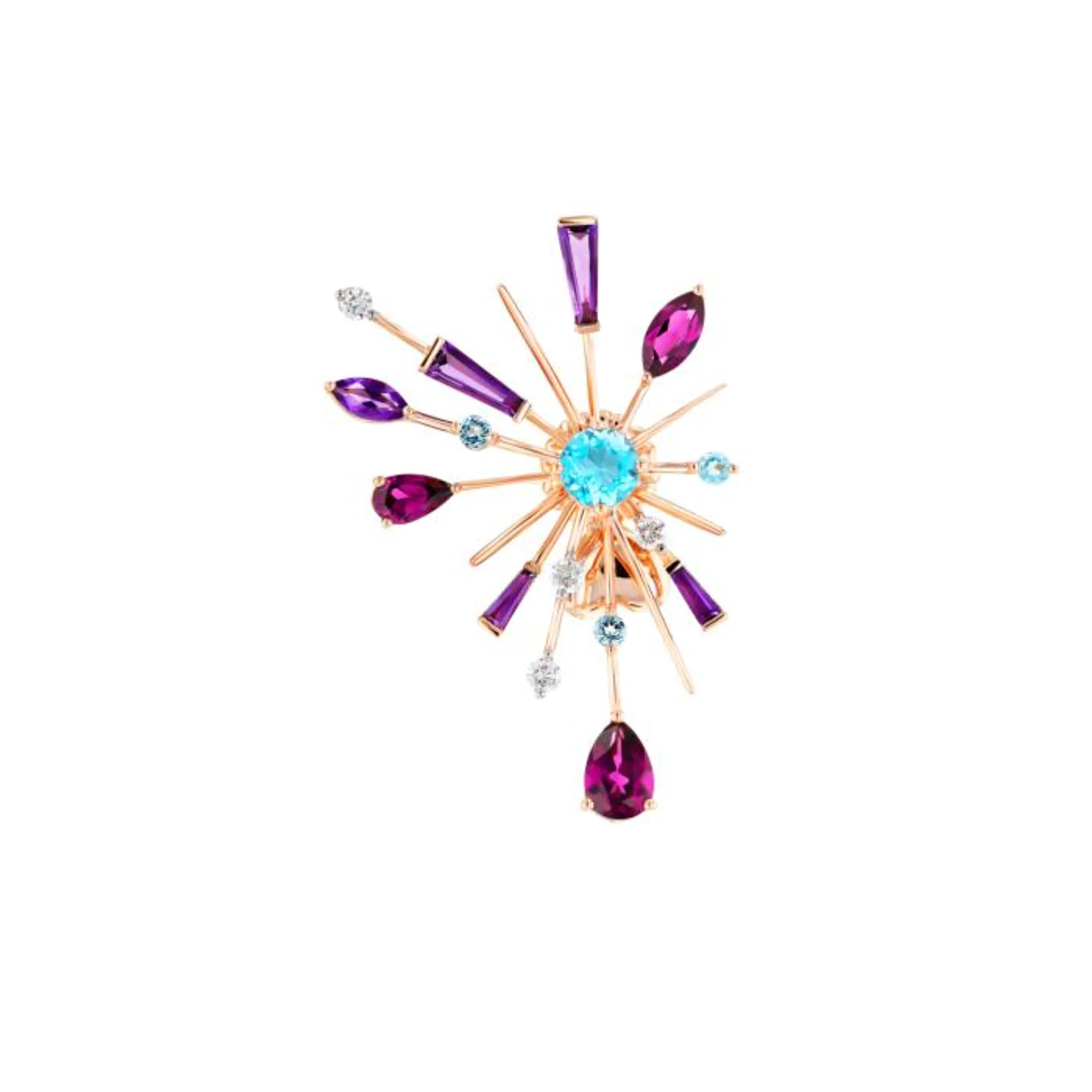 Fireworks Flare Semi Precious Stud Earrings in 18K Rose Gold