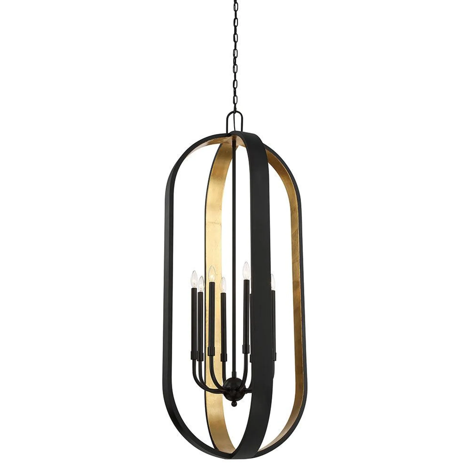 Luca Eight Light Chandelier - Black and Gold Leaf