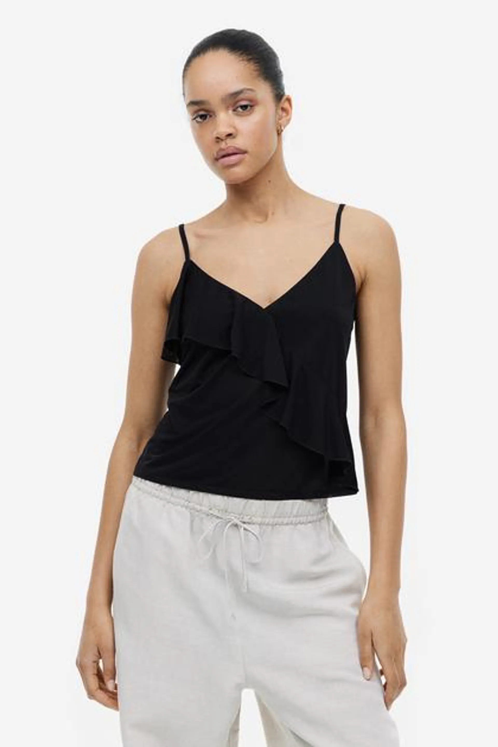 Flounce-detail strappy top