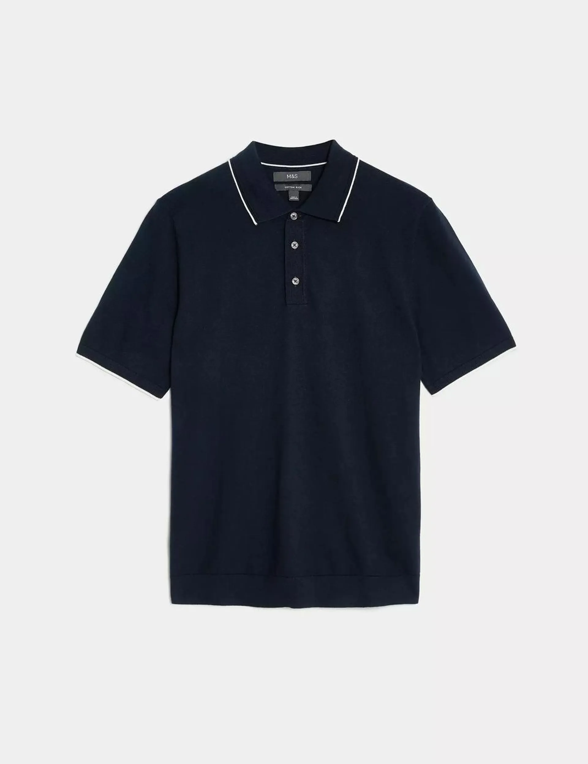 Cotton Rich Short Sleeve Knitted Polo Shirt