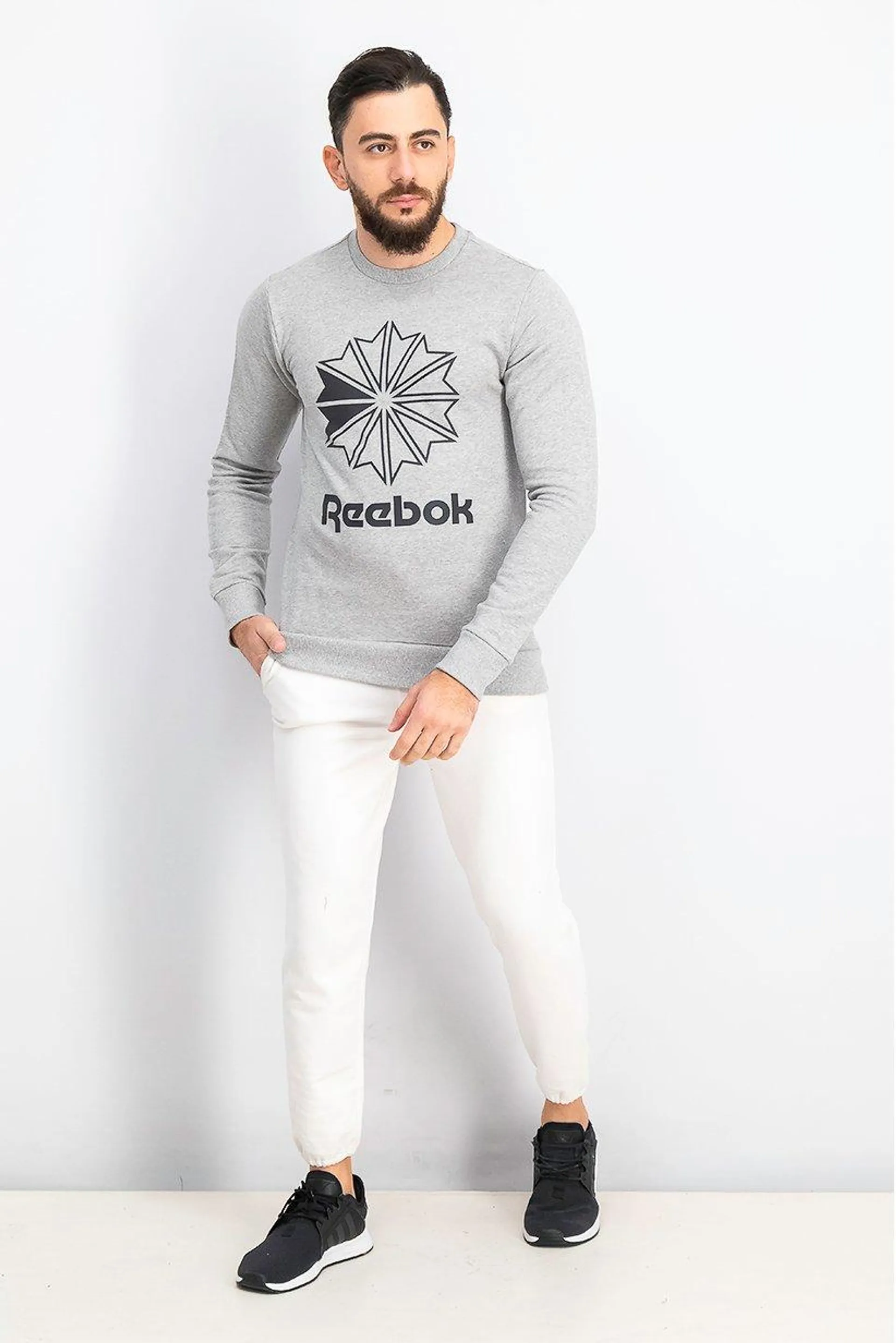 Men Sportswear Fit Long Sleeve Sweater, Grey Heather