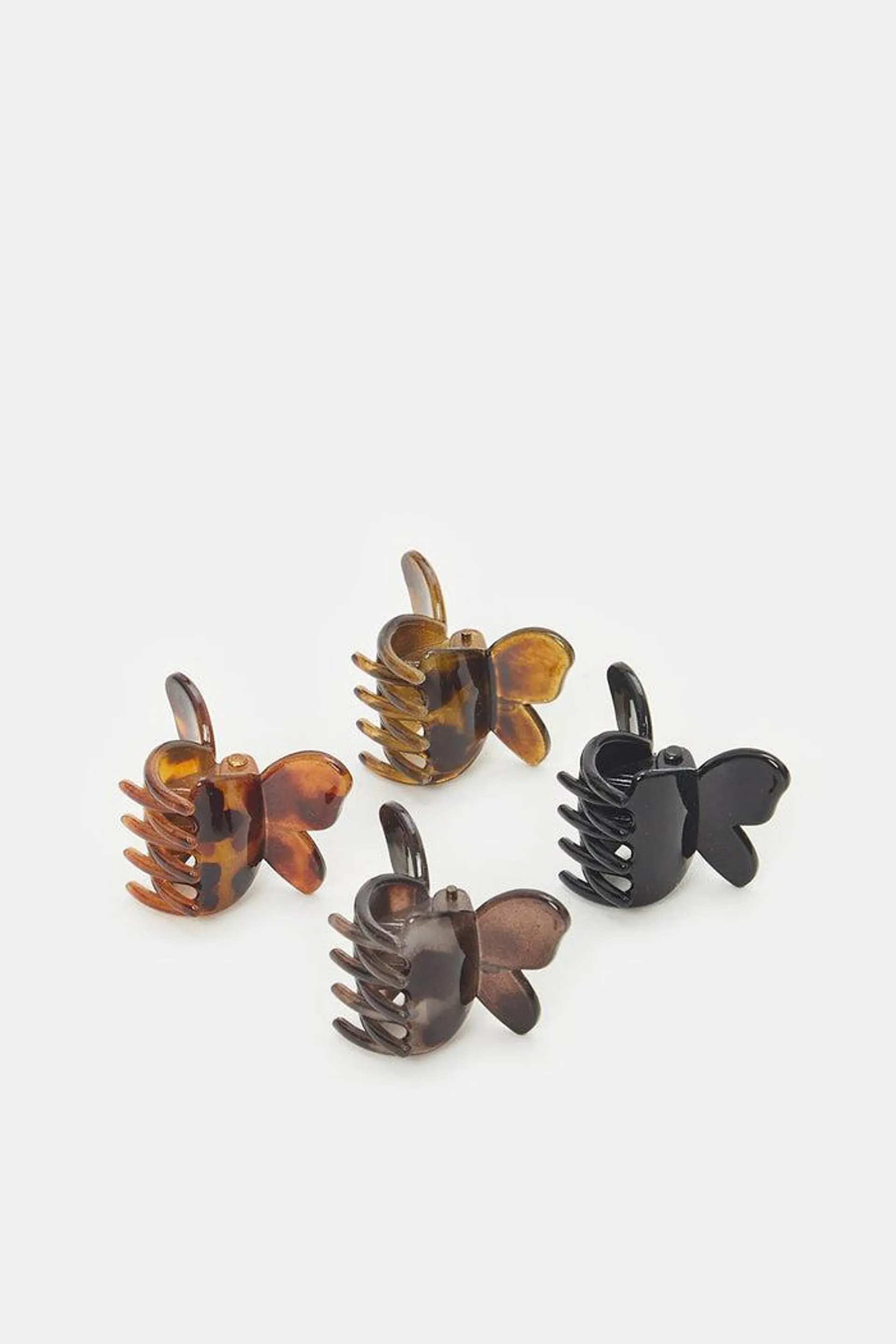 Women Black And Brown Hair Claw Set (Pack of 4)