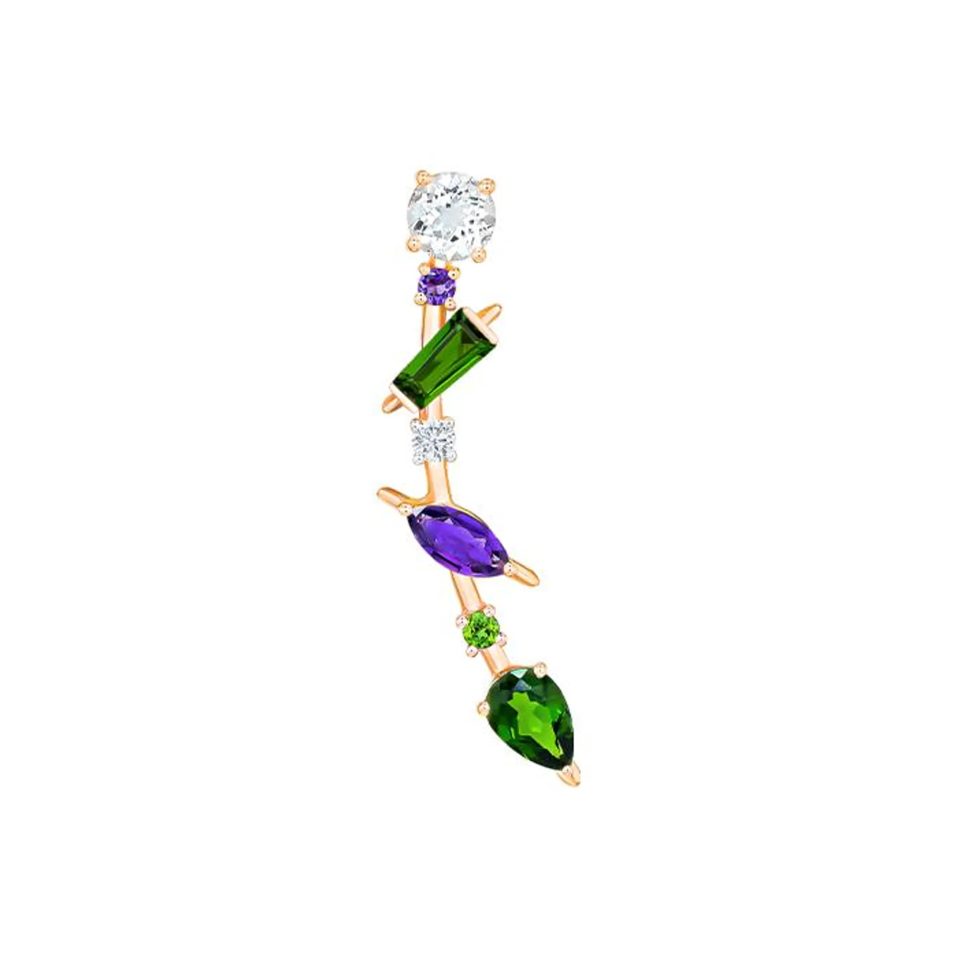 Fireworks Fiesta Diamond and Precious Gem Earrings in 18k Rose Gold
