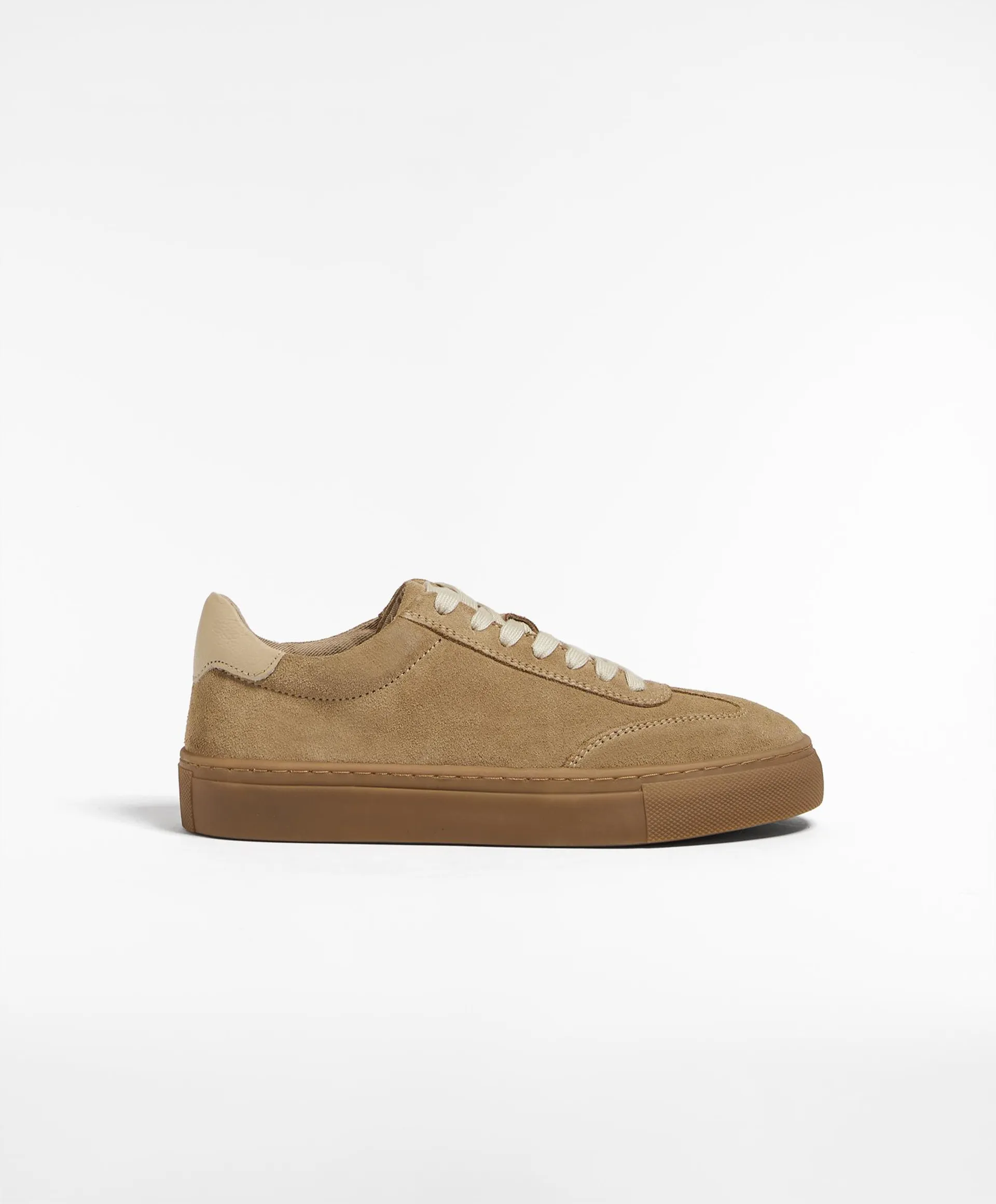Lace-up split-leather trainers