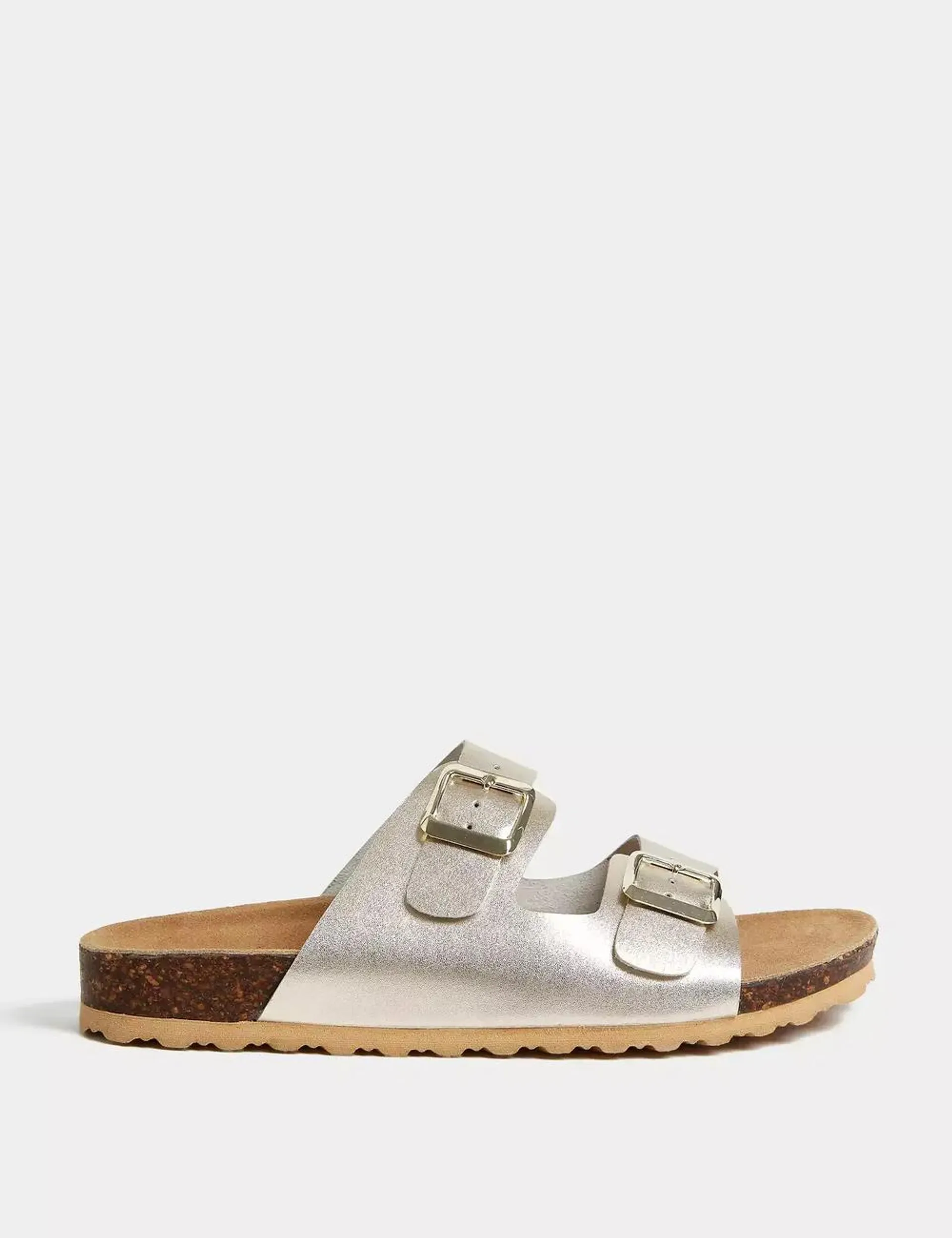 Leather Buckle Footbed Mules