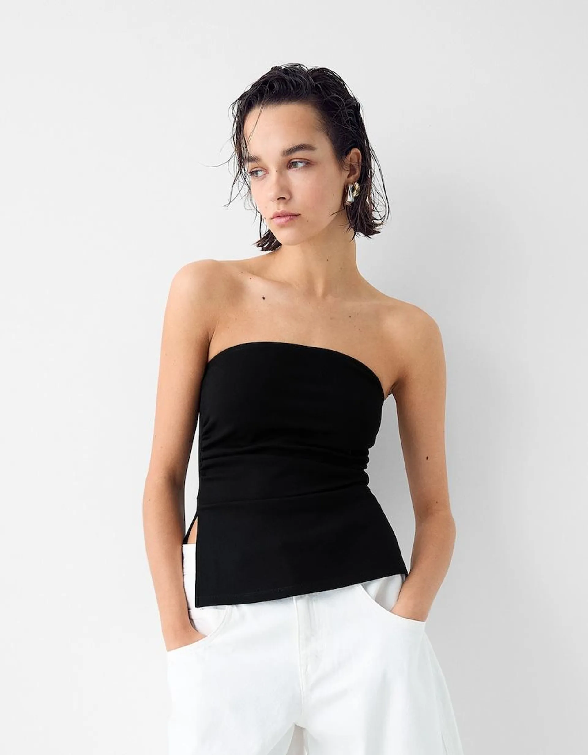 Ponte di Roma knit bandeau top with gathered detail