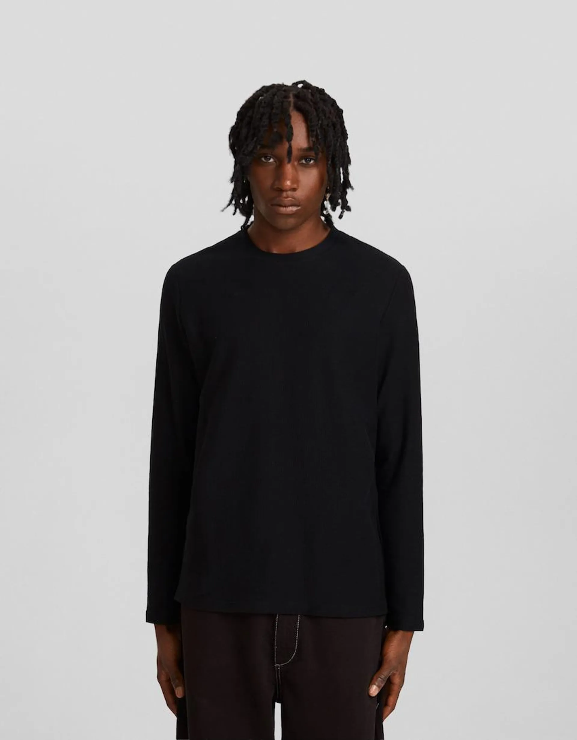 Textured long sleeve T-shirt