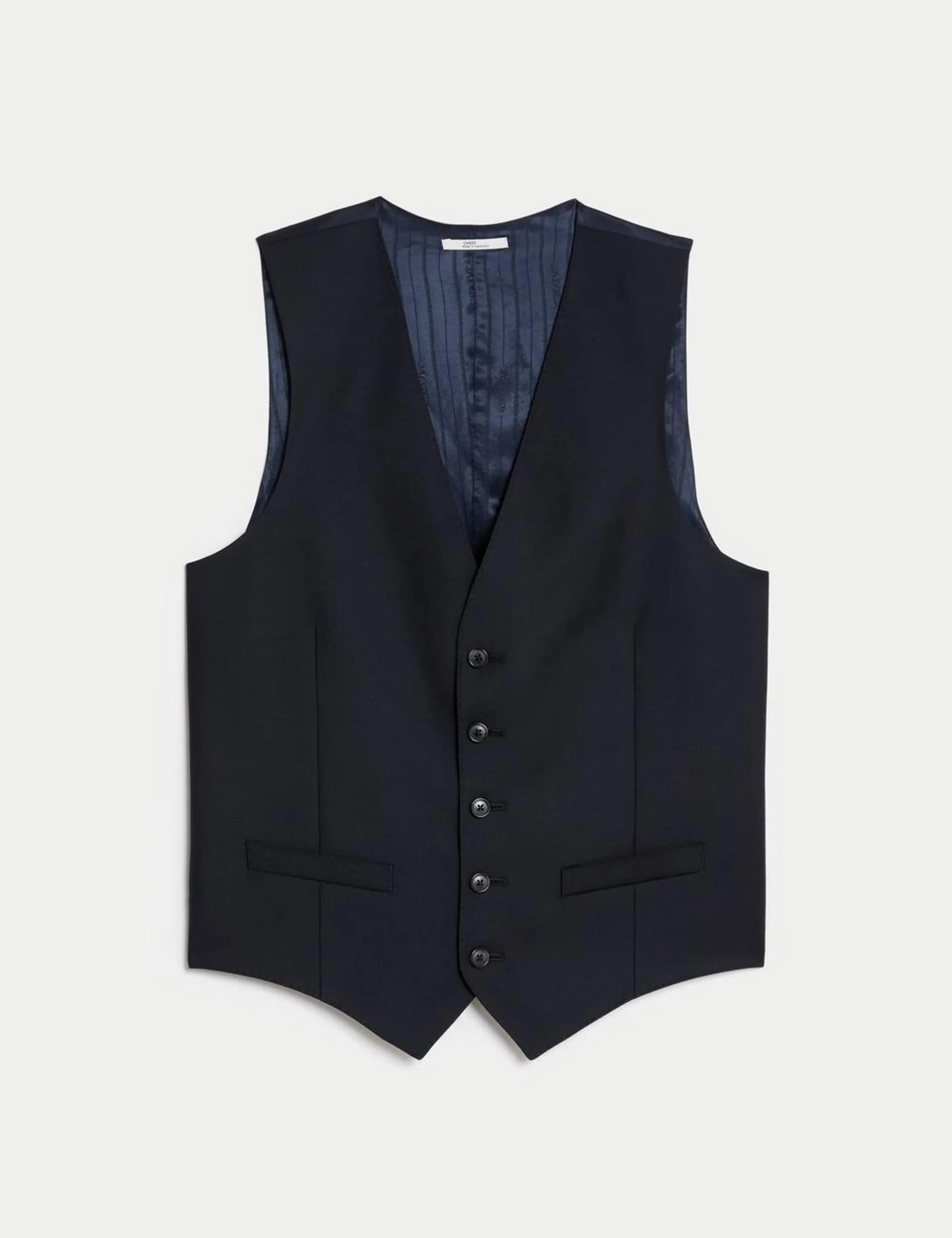 Tailored Fit Pure Wool Twill Waistcoat