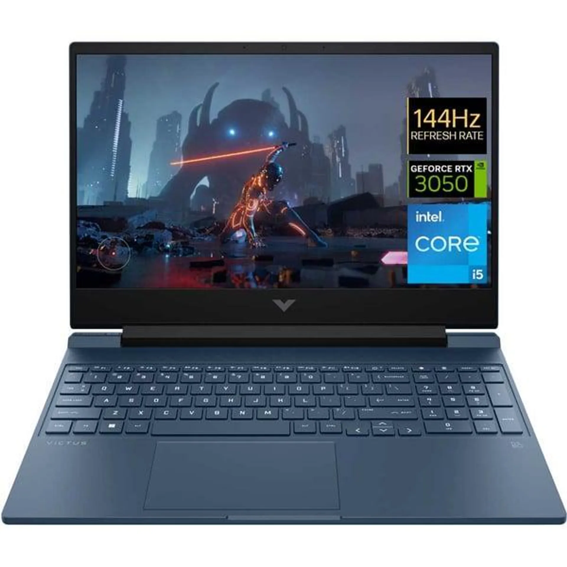 HP Victus Gaming (2022) Laptop – 12th Gen / Intel Core i5-12450H / 15.6inch FHD / 512GB SSD / 16GB RAM / 4GB NVIDIA GeForce RTX 3050 Graphics / Windows 11 Home / English & Arabic Keyboard / Blue / Middle east Version – [15-FA0092NE]