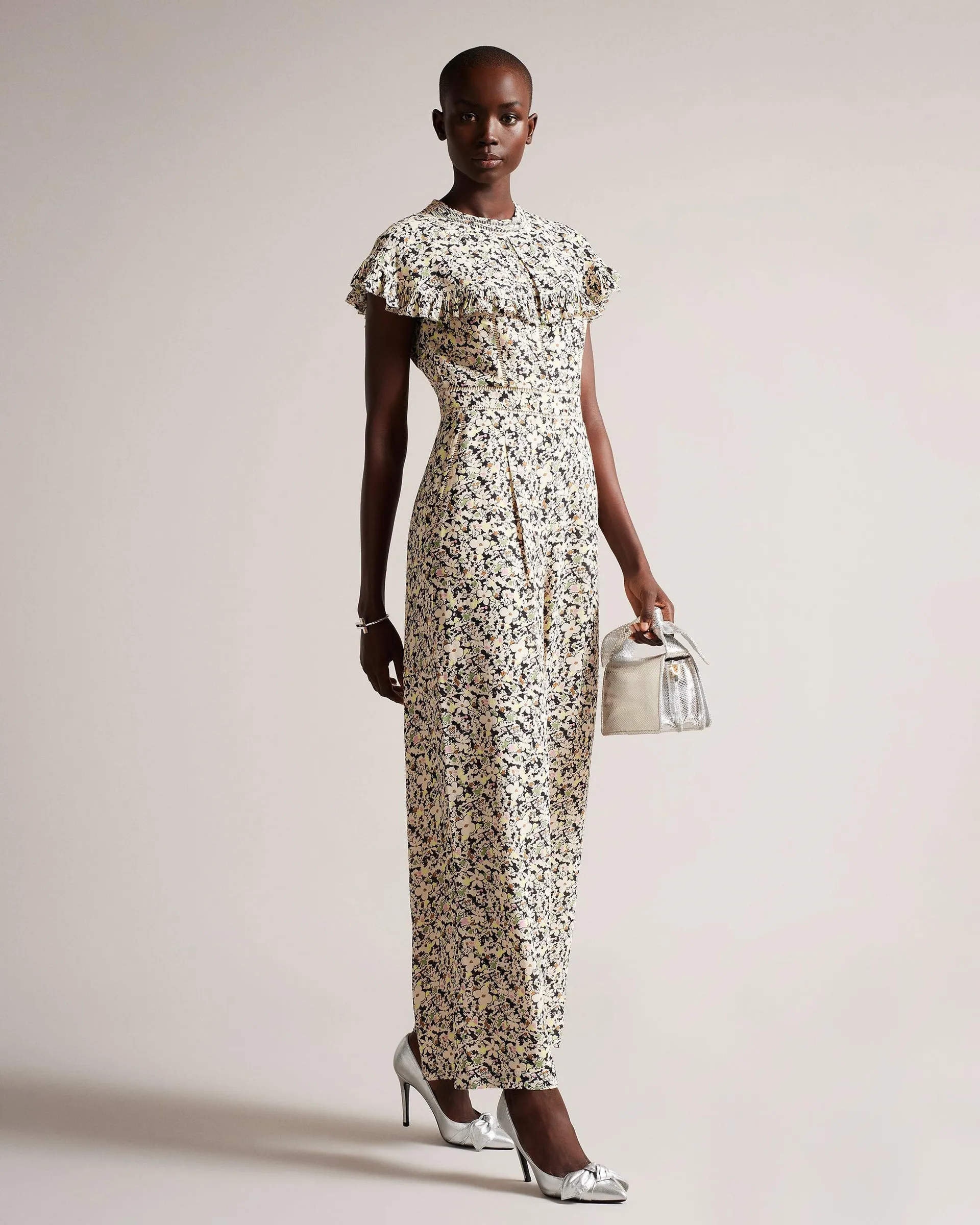 Cape Jumpsuit With Ladder Lace Inserts