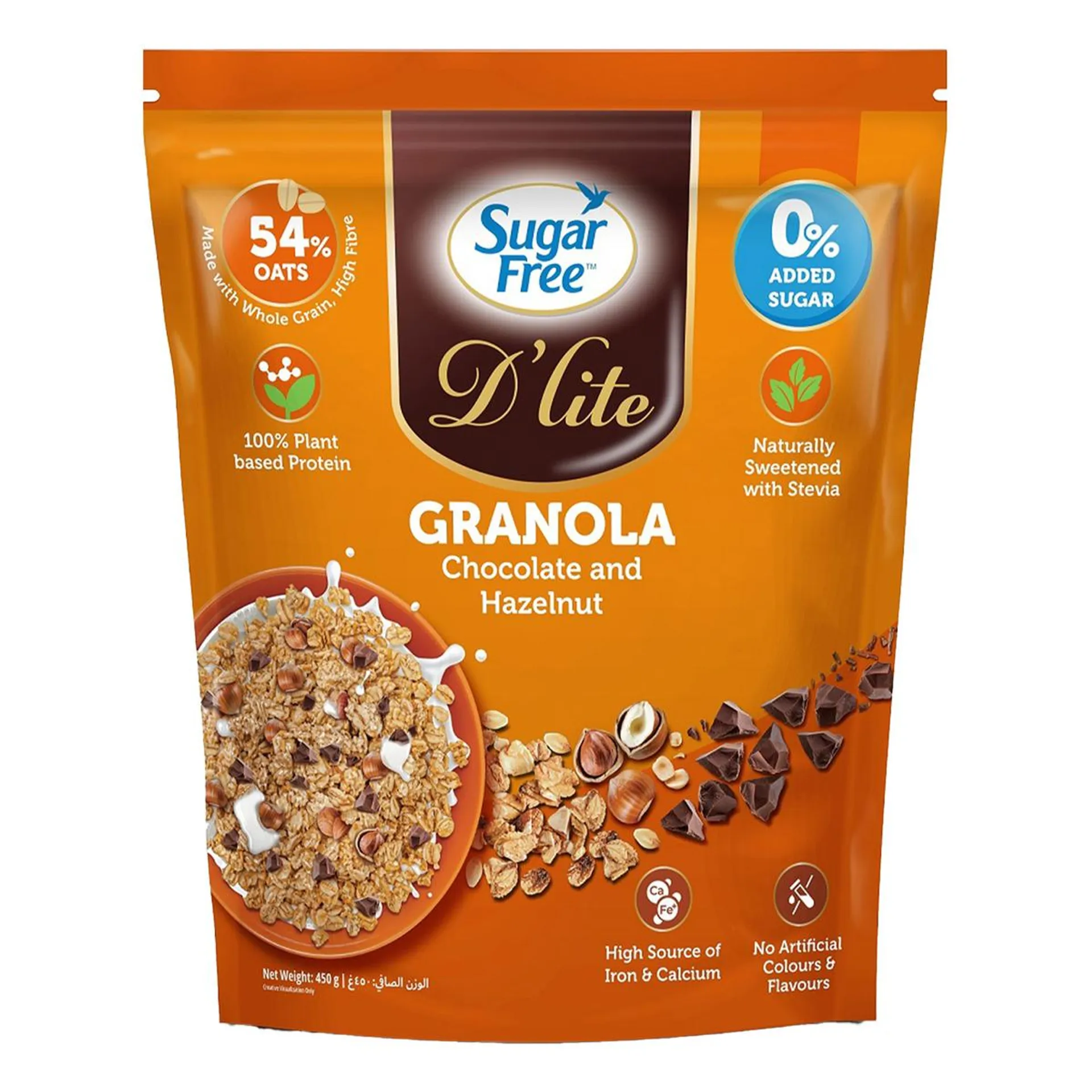 Sugar Free D'Lite Granola Chocolate And Hazelnut 450 g