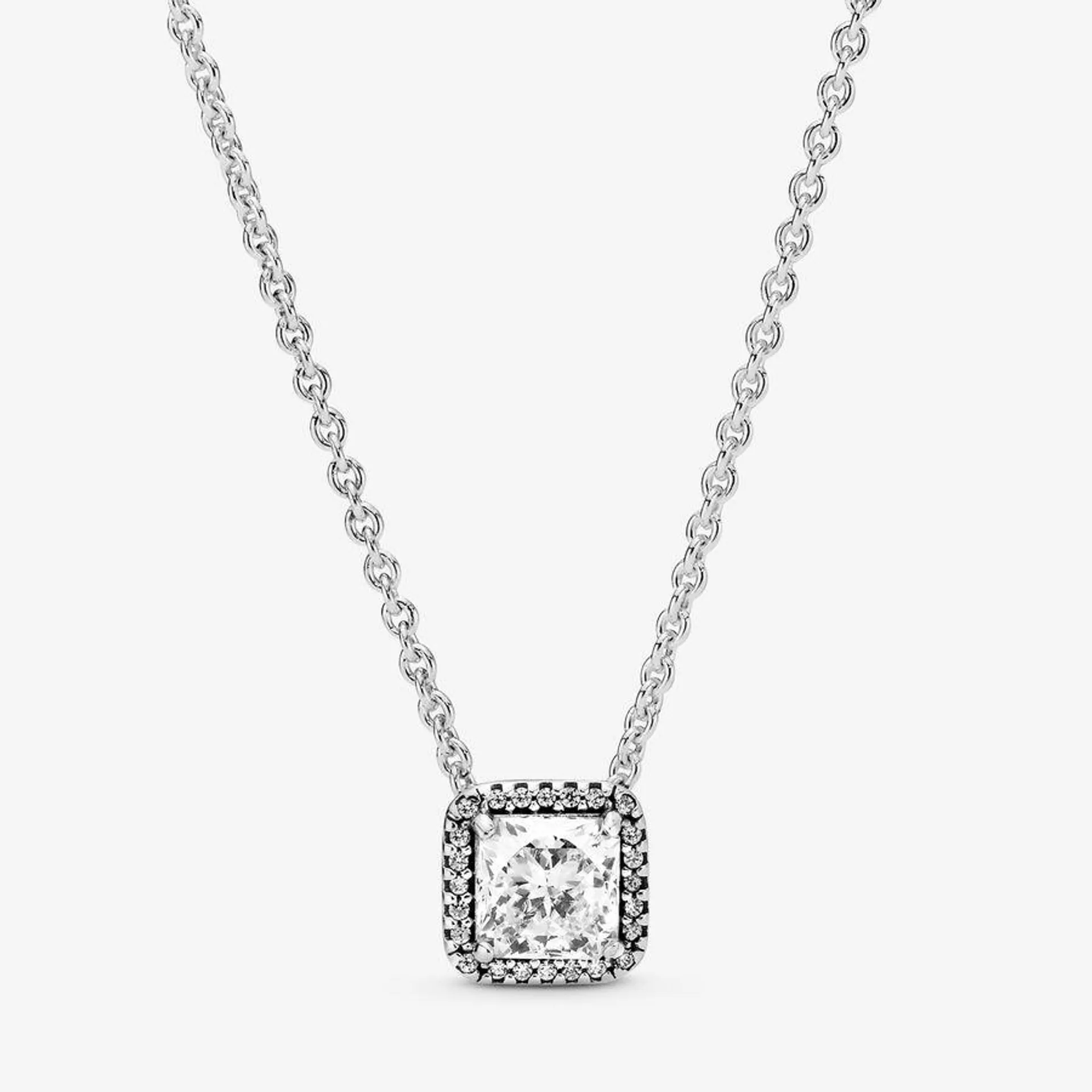 Silver necklace with clear cubic zirconia