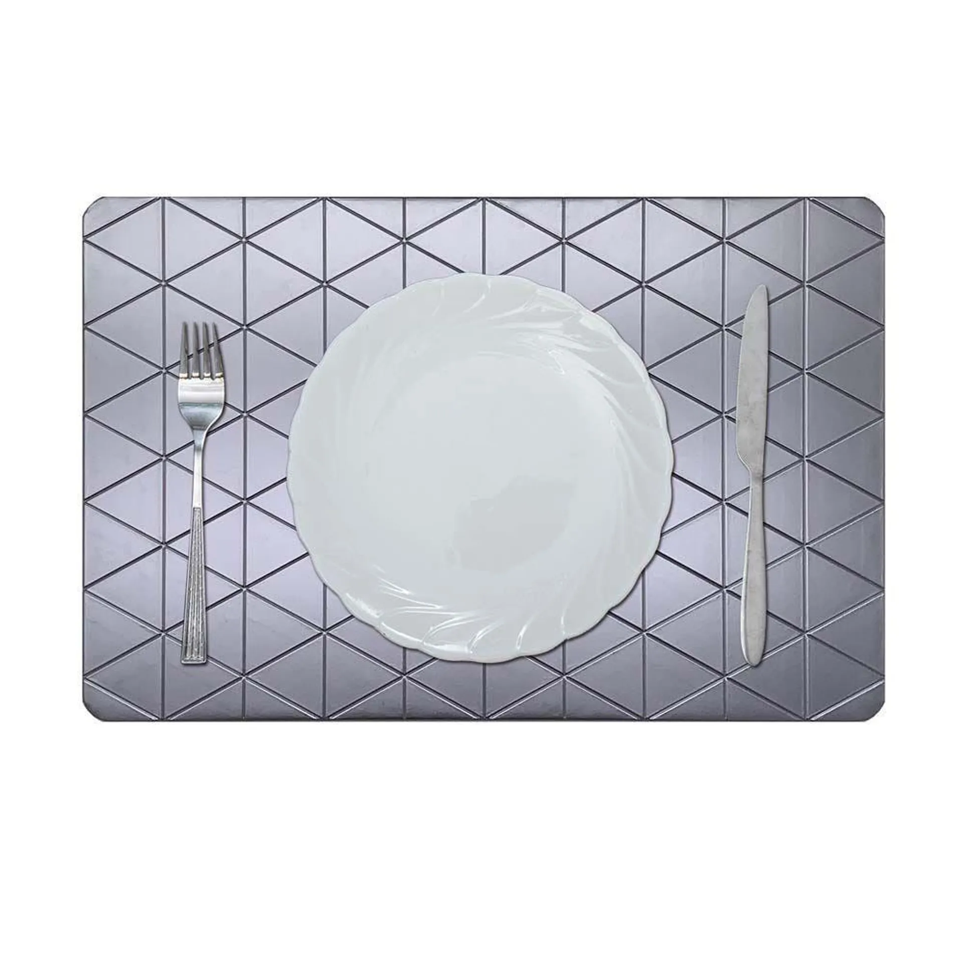 Glamour Embossed Vintage Aluminium Placemat Silver Ea-Ea-30031B