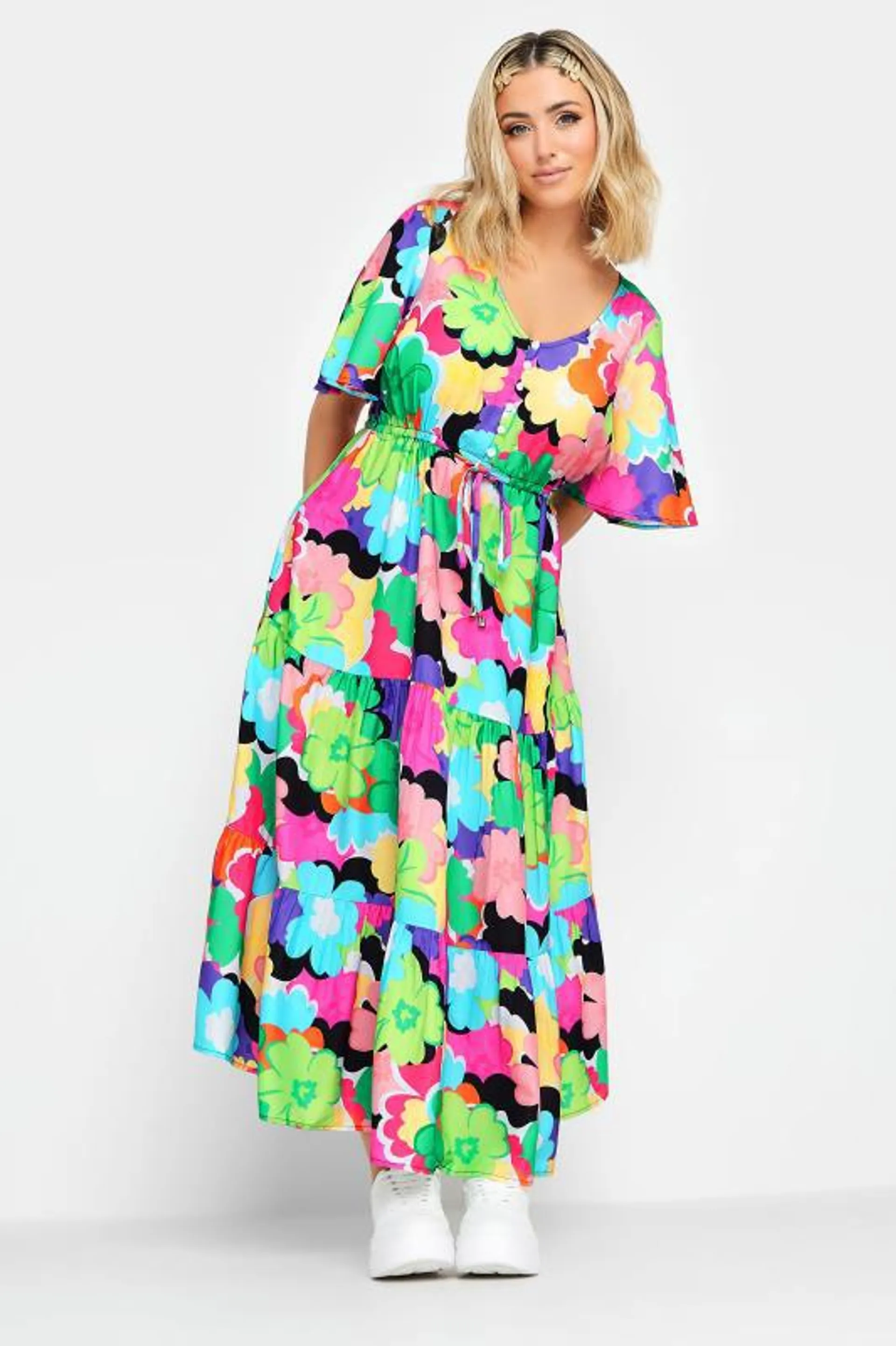 LIMITED COLLECTION Curve Black Floral Smock Maxi Dress