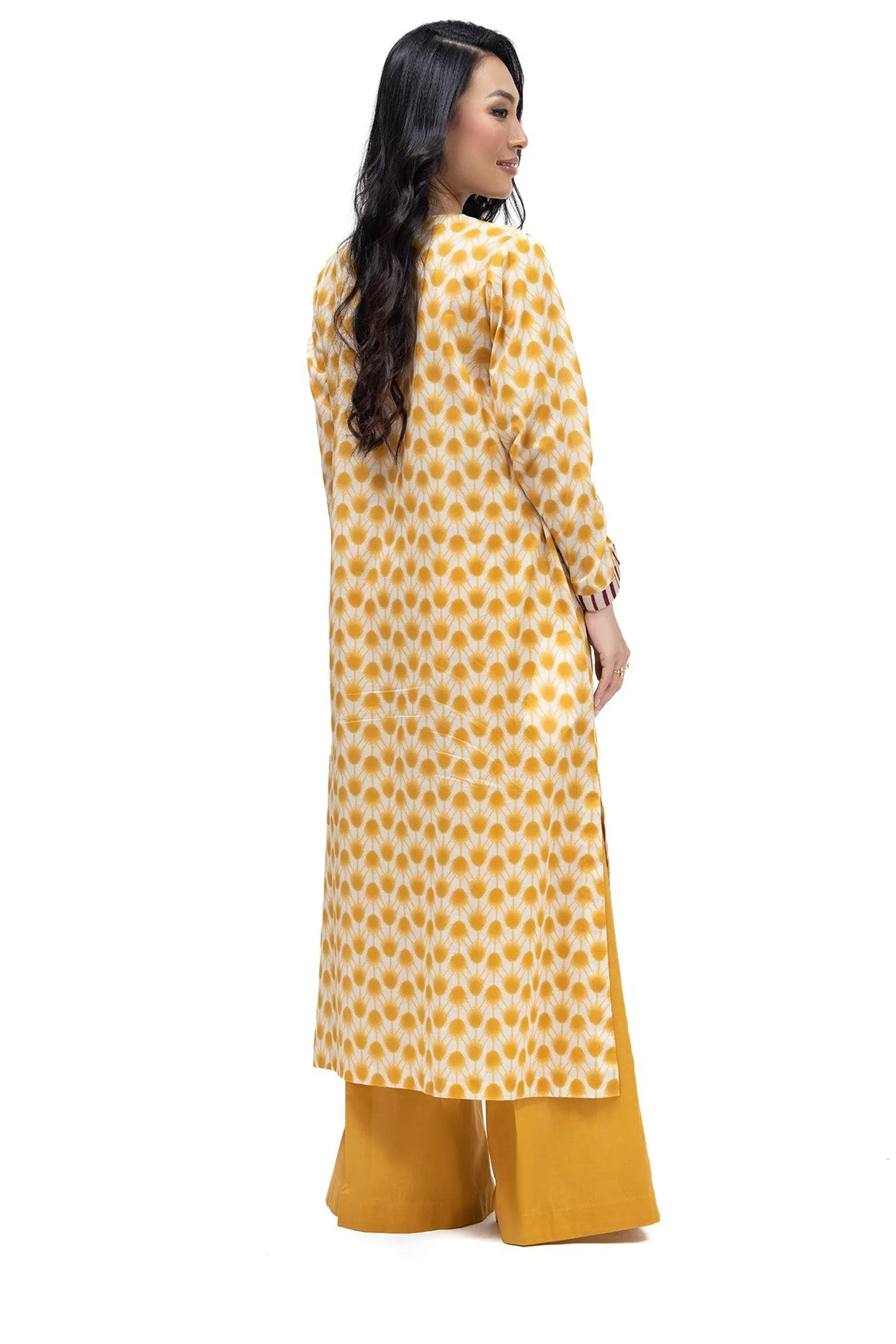 PE22-25-Printed Embroidered Long shirt With Trousers 2PC