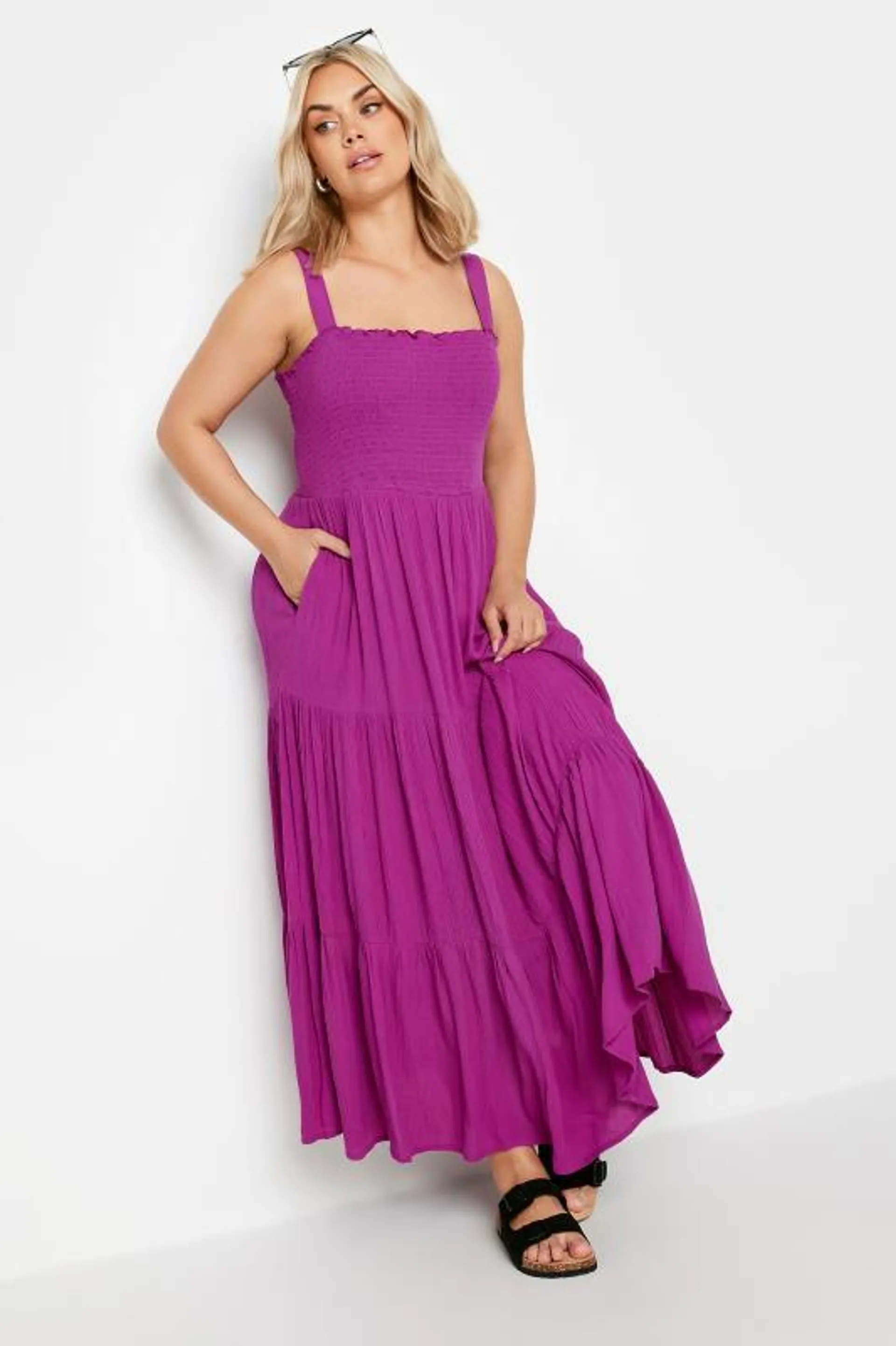 YOURS Curve Purple Tiered Maxi Dress