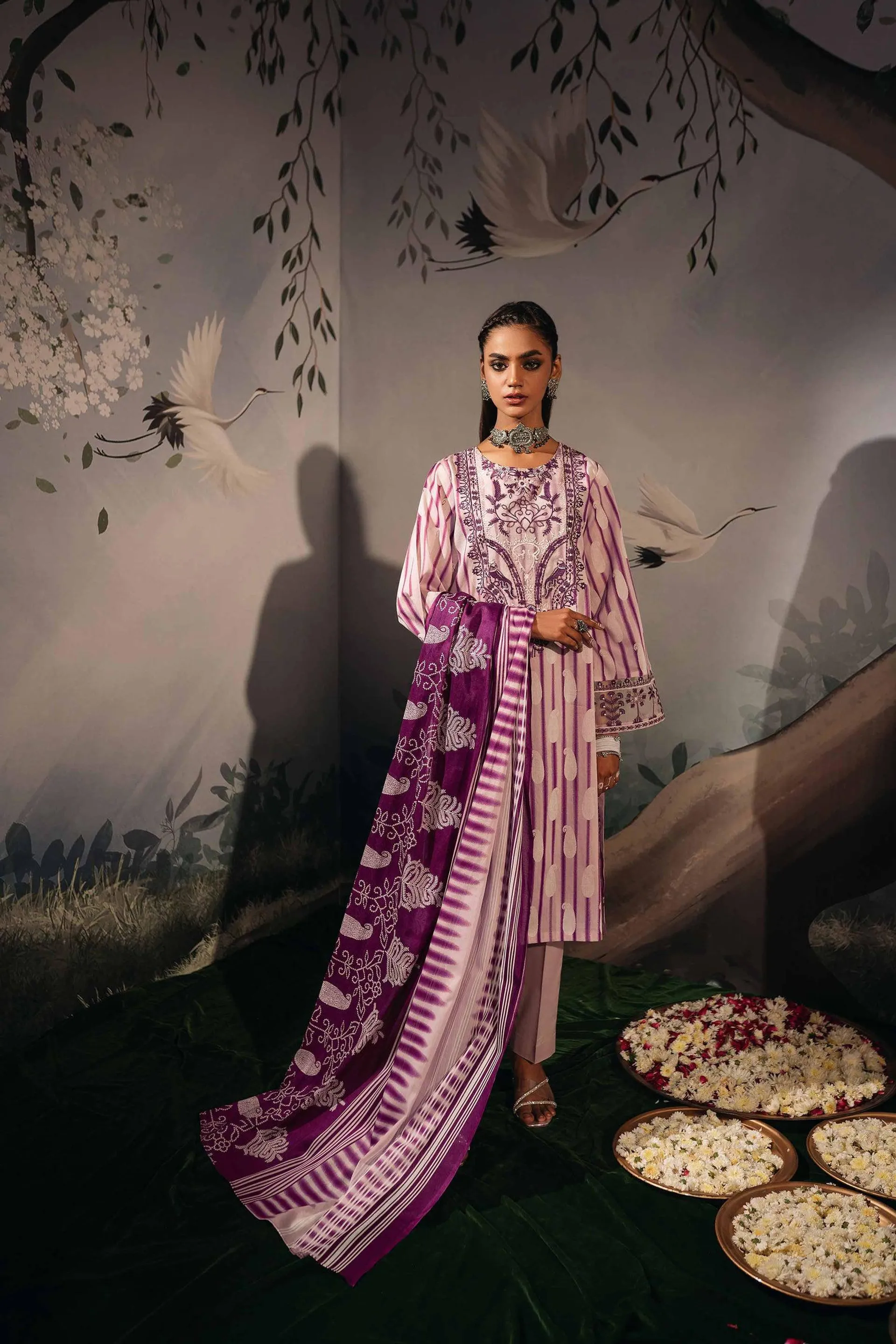 3 Piece - Printed Embroidered Suit - 42301266