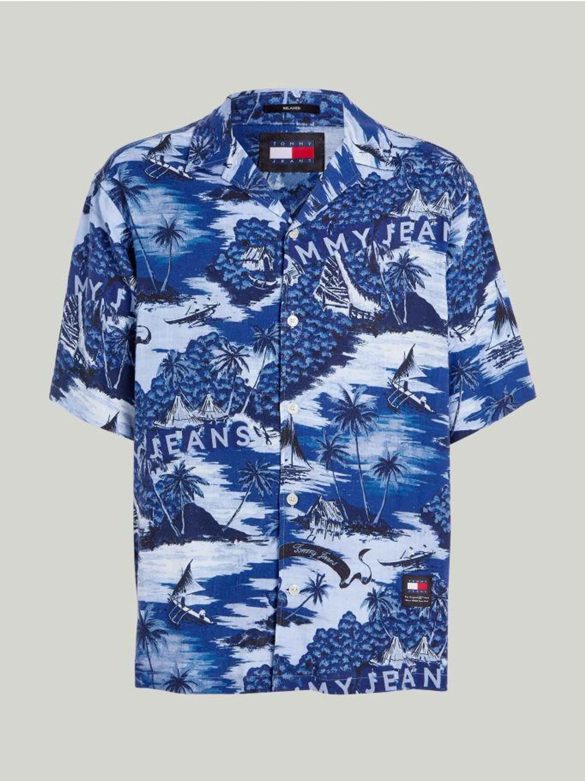 Hawaiian Print Camp Collar Short Sleeve Shirt