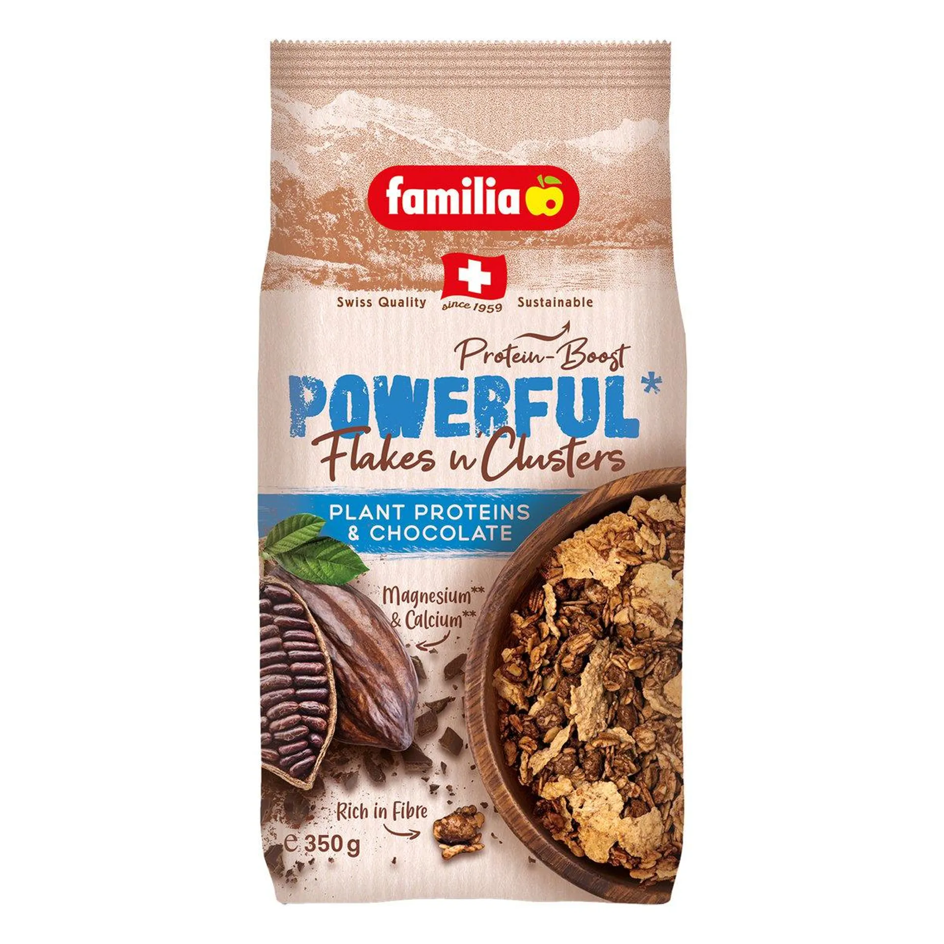 Familia Powerful Plant Protiens & Chocolate Flakes N Clusters Cereal 350 g