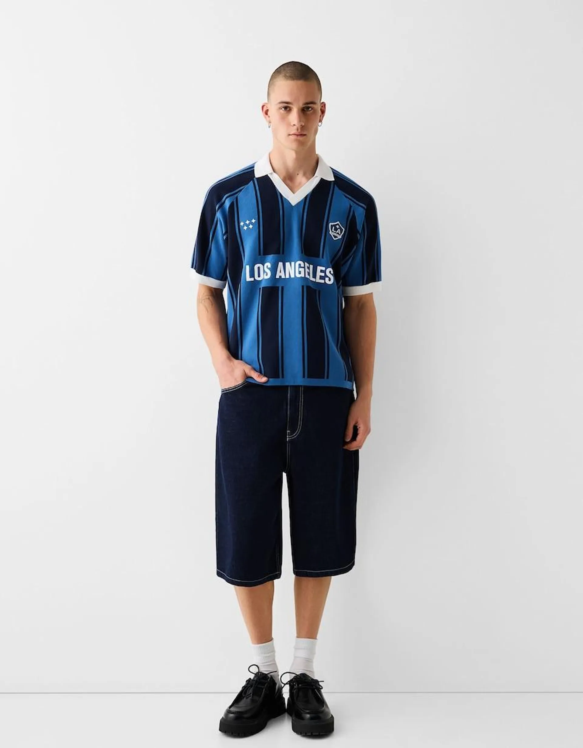 LA Galaxy embroidered denim Bermuda shorts