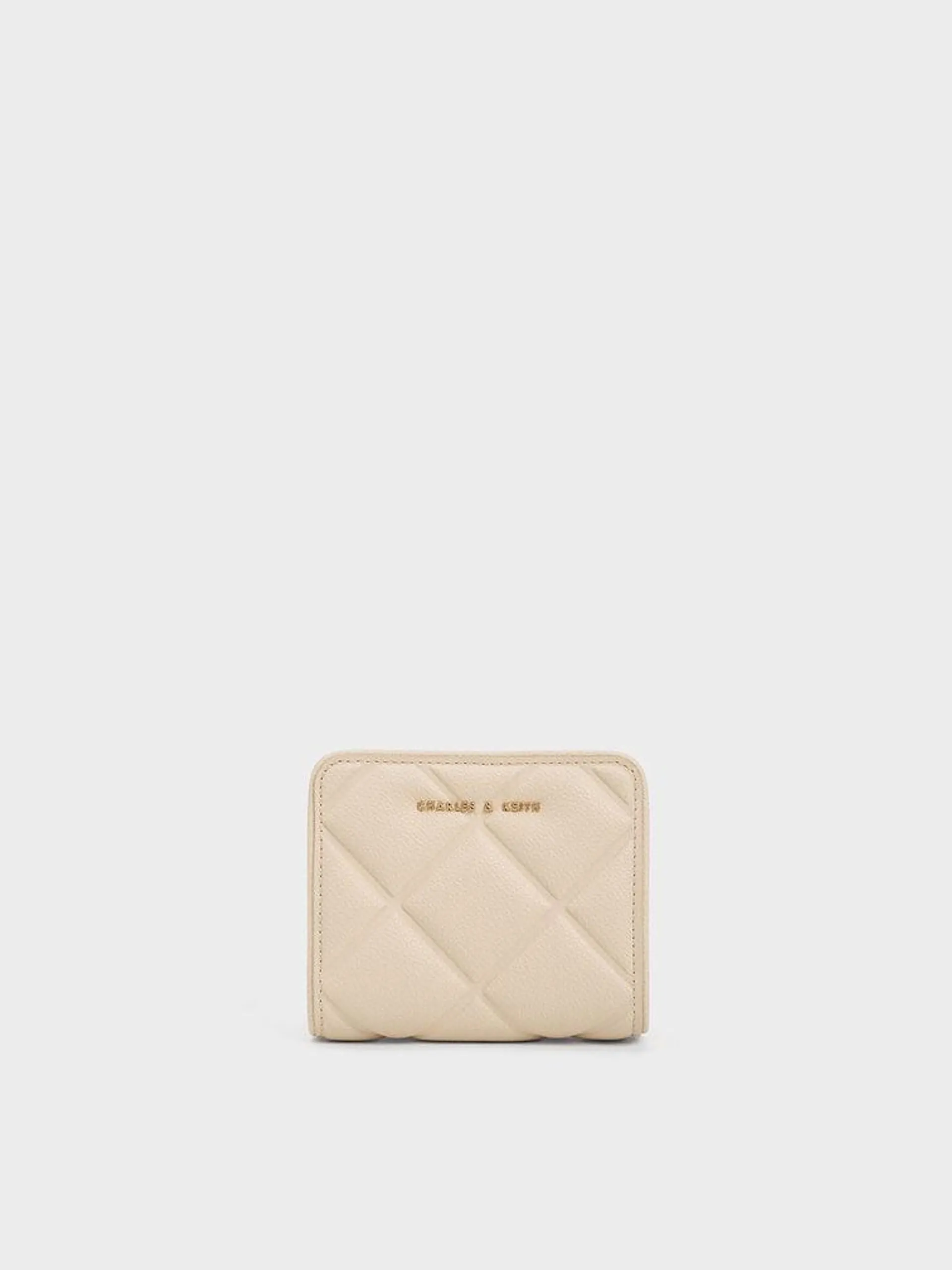 Anwen Quilted Zip-Around Wallet - Beige