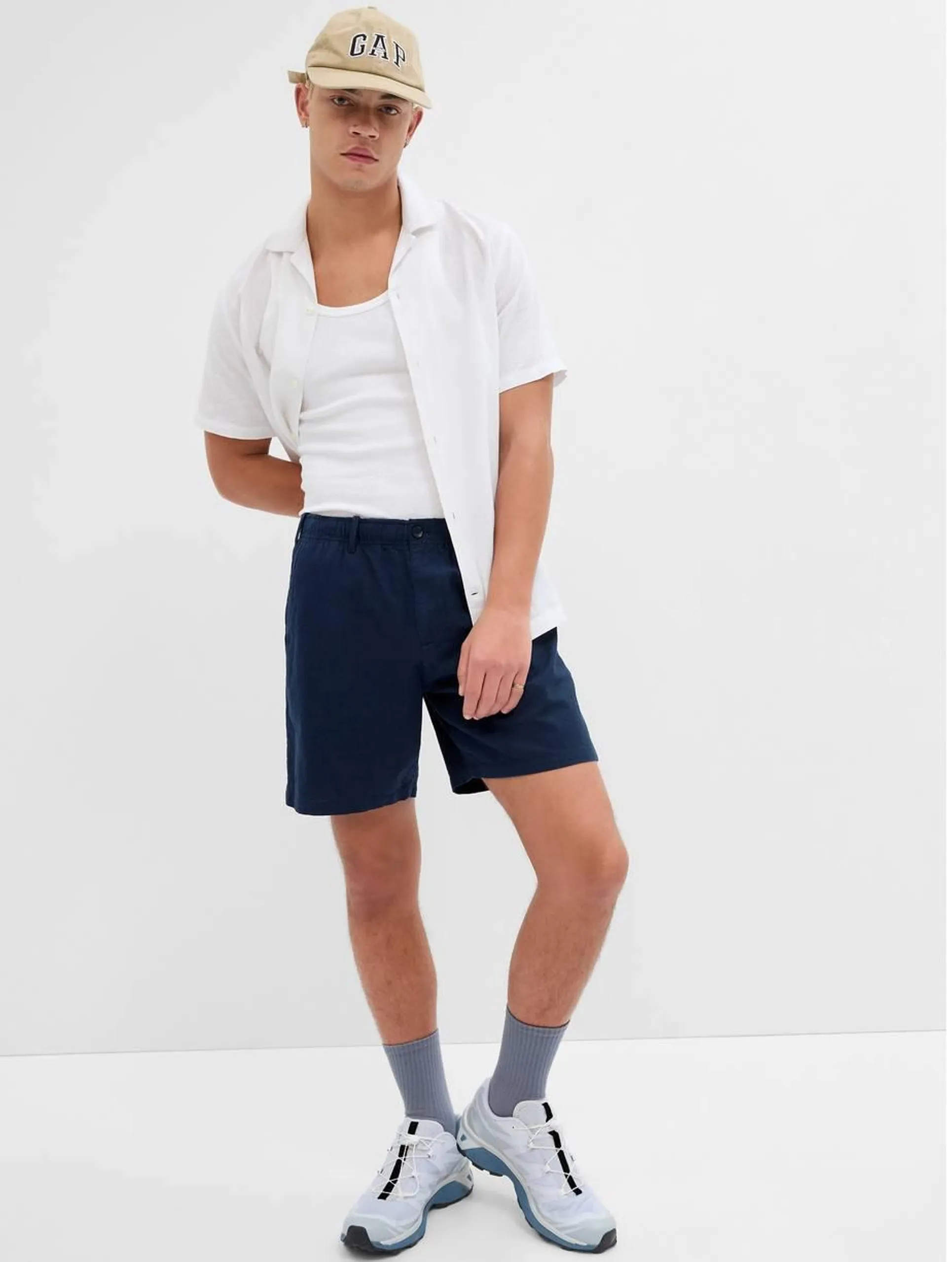 7" Linen-Cotton Shorts