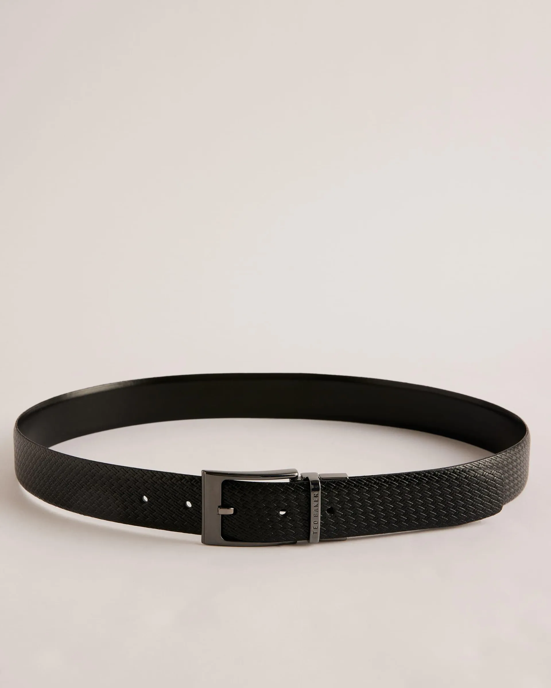 Waide Woven Texture Leather Belt Black