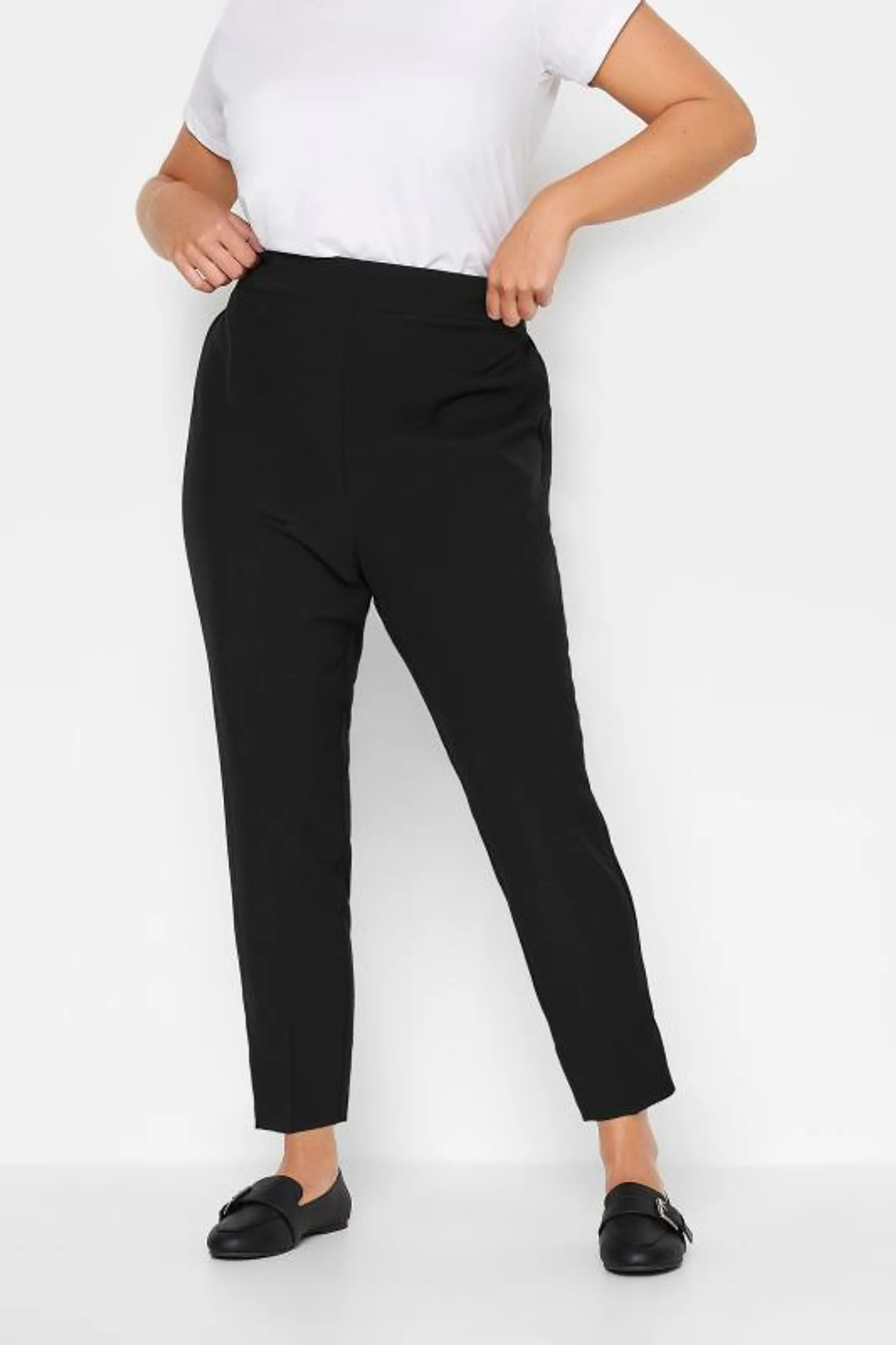 YOURS Curve The Perfect Fit Black Elasticated Tapered Stretch Trousers