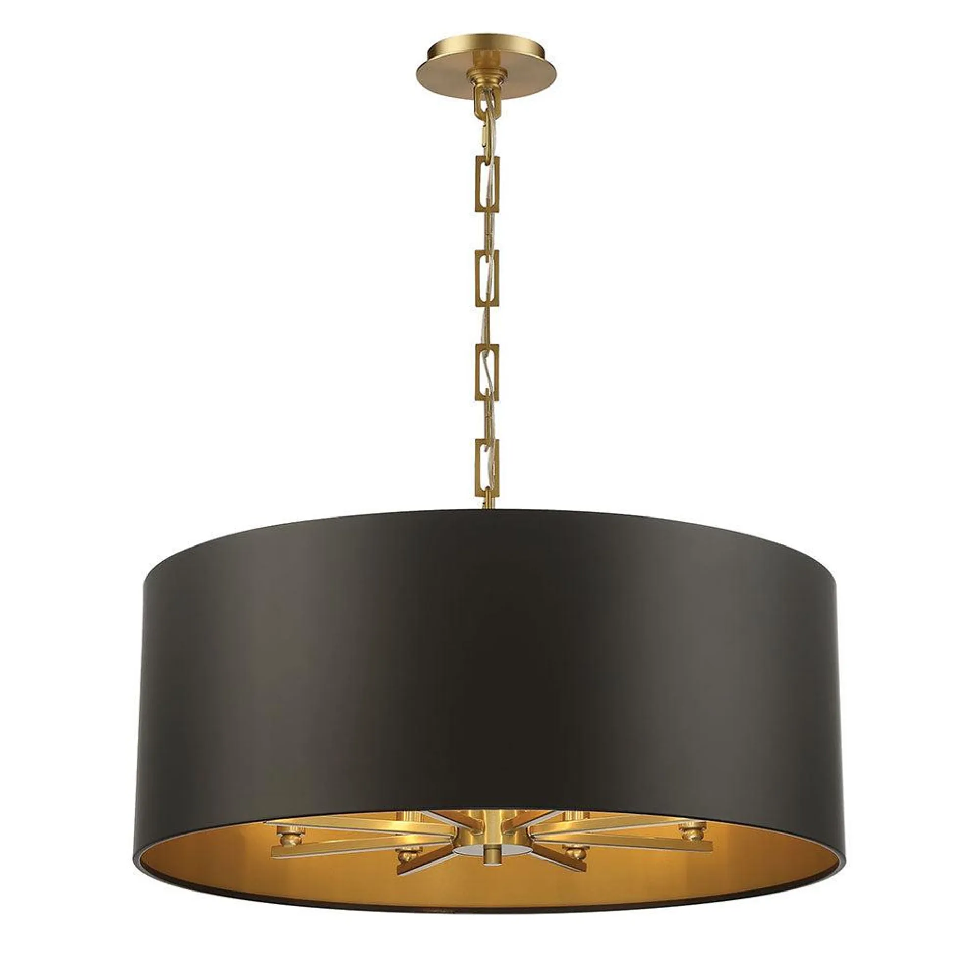 Lark Eight Light Pendant - Black and Brass