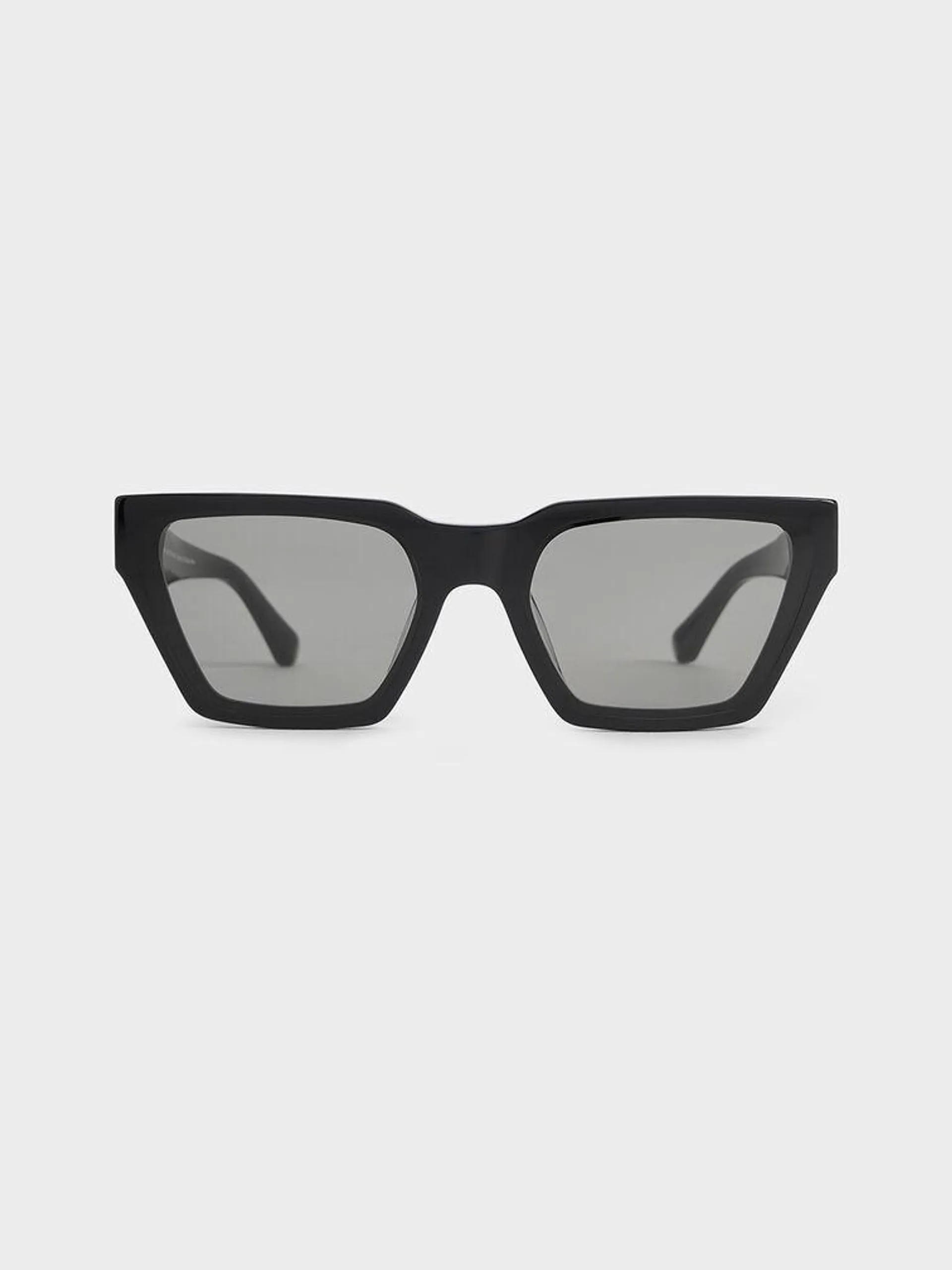 Recycled Acetate Angular Sunglasses - Jet Black