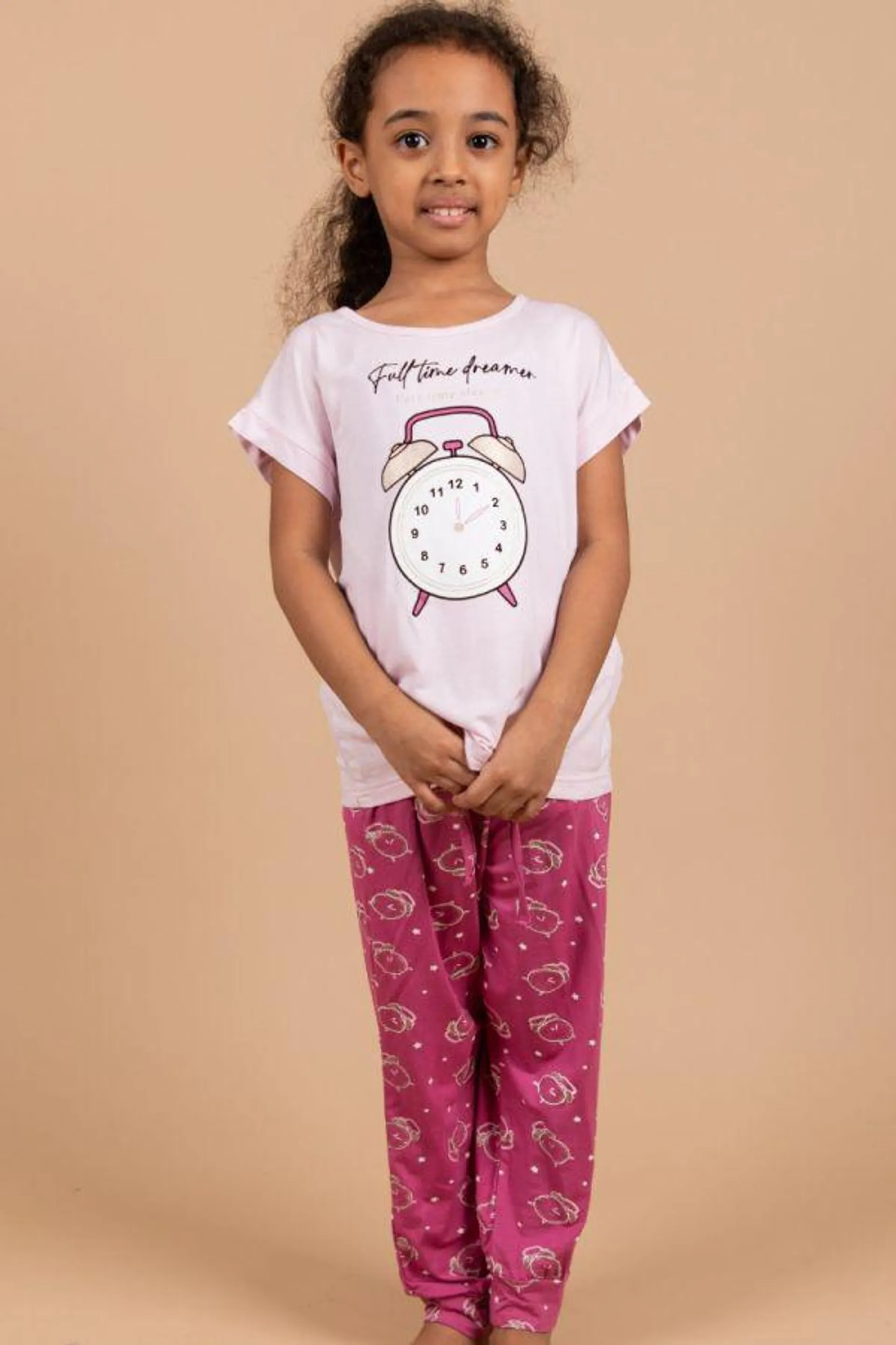 Girls Pink Alarm Clock PJ
