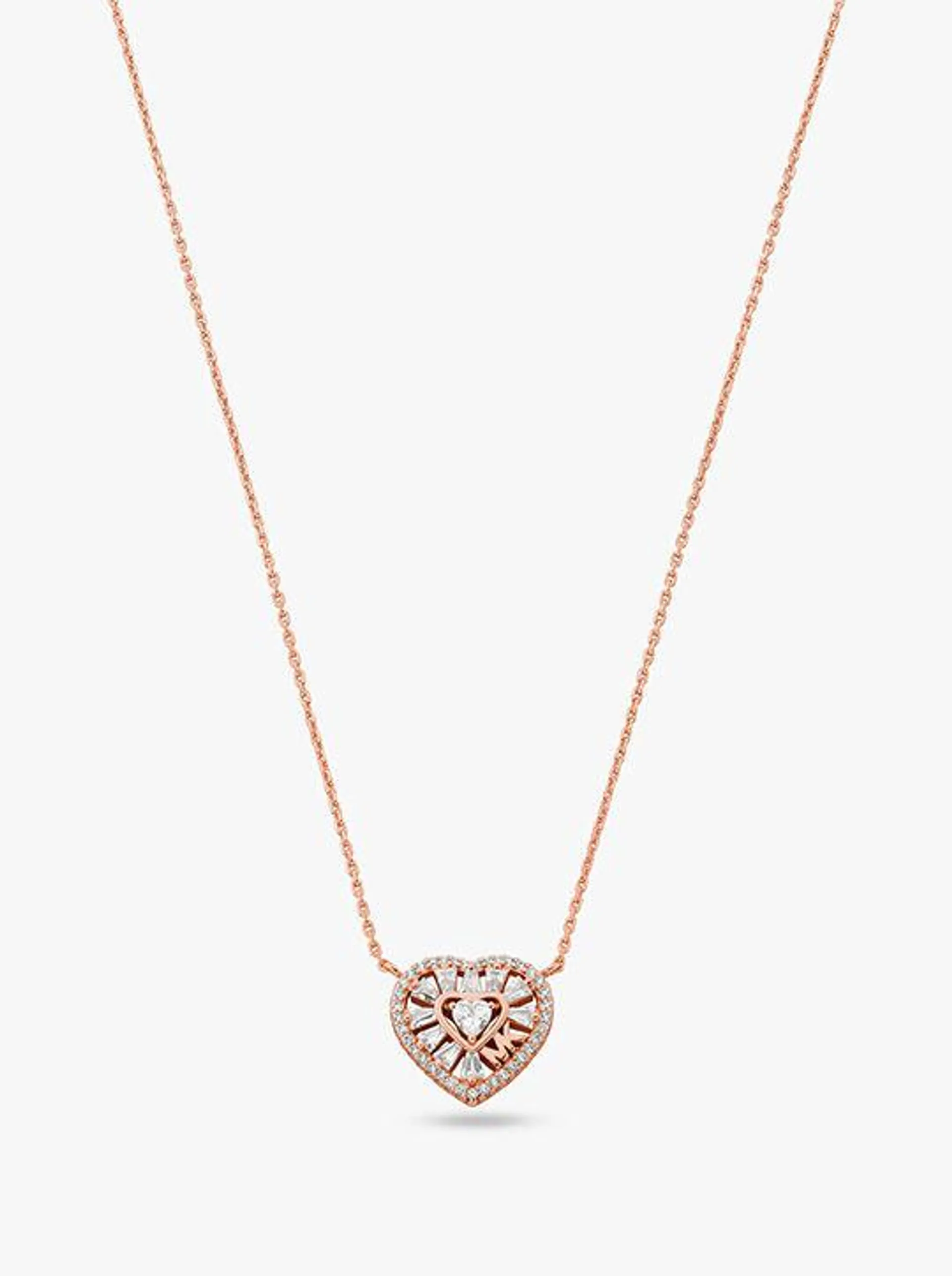 Michael Kors 14K Rose Gold-Plated Tapered Baguette Heart Pendant Necklace