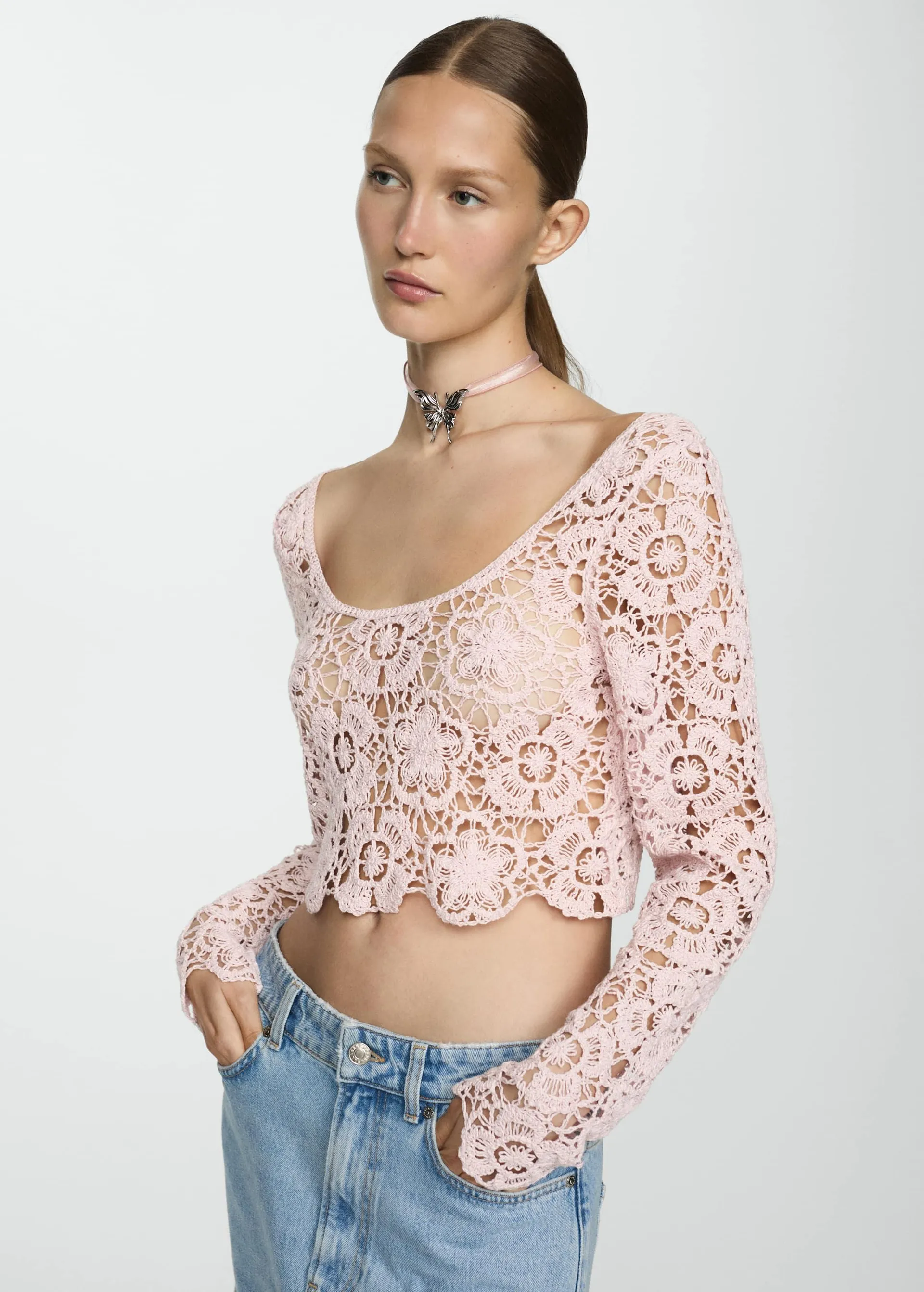 Short crochet sweater