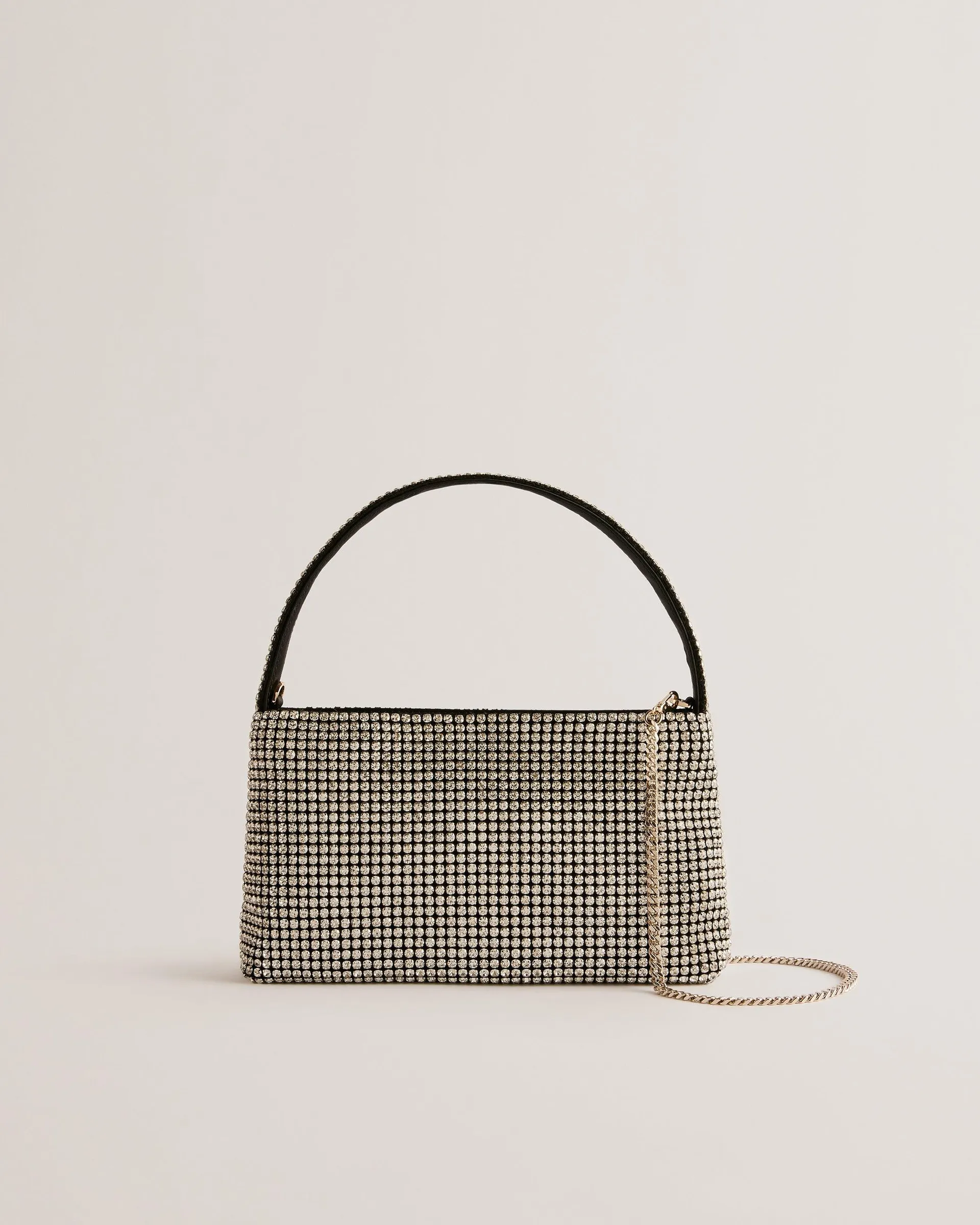 Glittar Diamante Mini Baguette Bag Silver