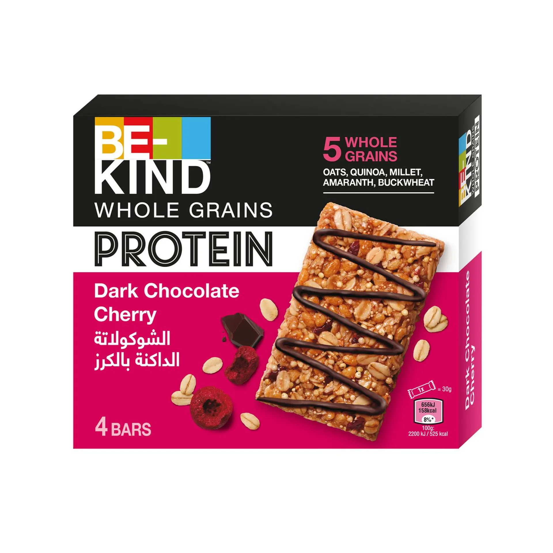 Be-Kind Whole Grains Chocolate Cherry Protein Bar 4 x 30 g