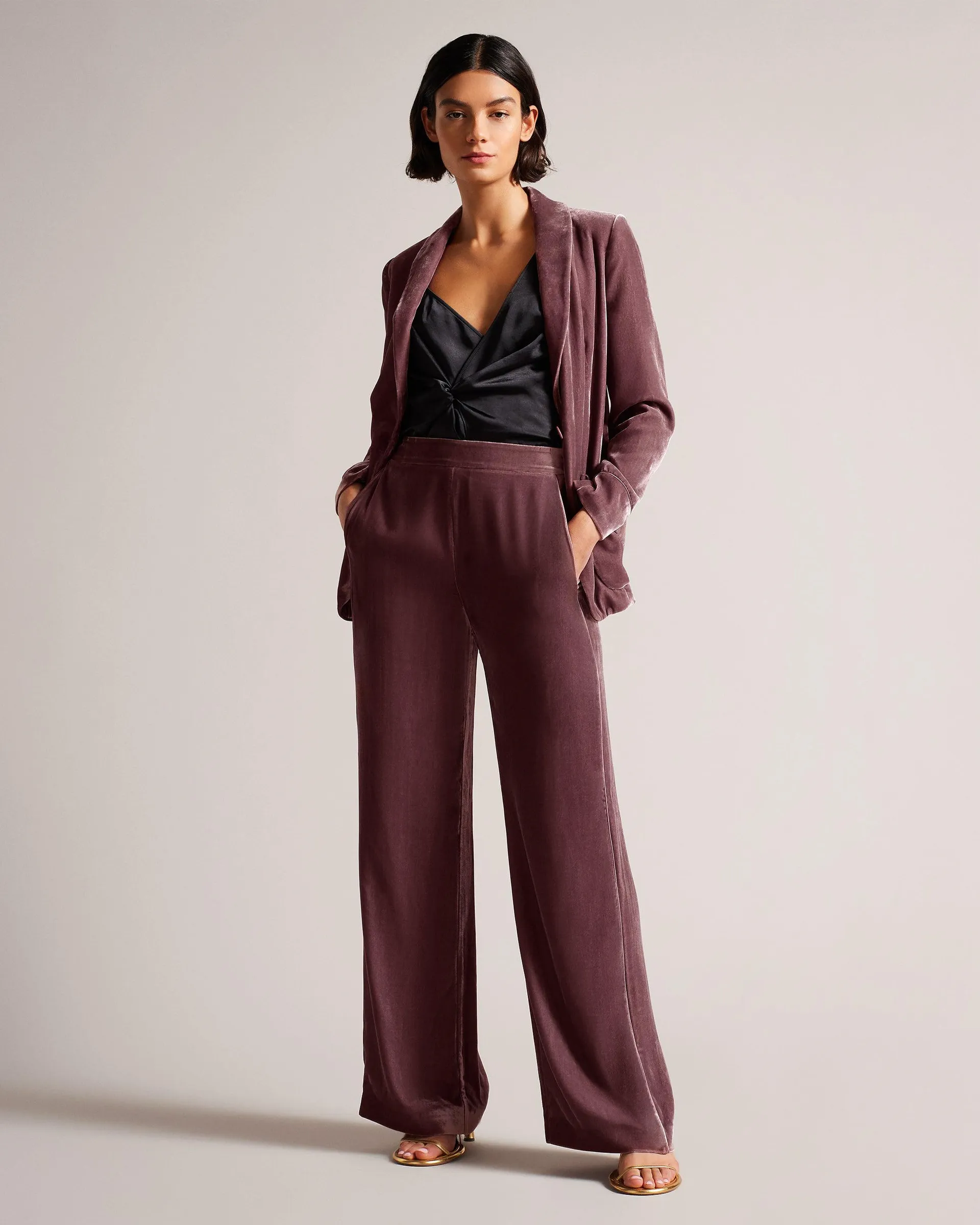 Velvet Wide Leg Trousers
