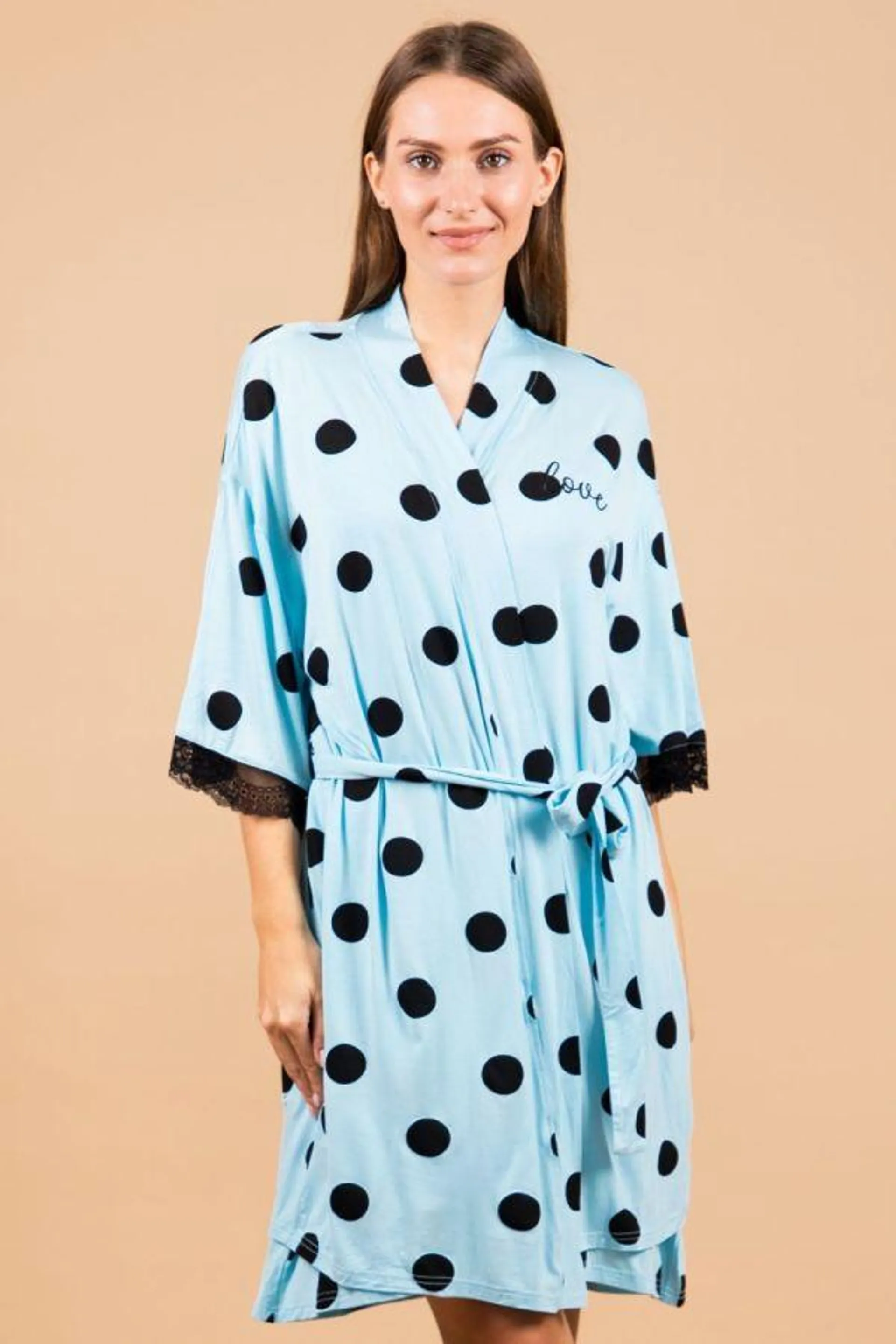 Ladies Blue Polka Robe