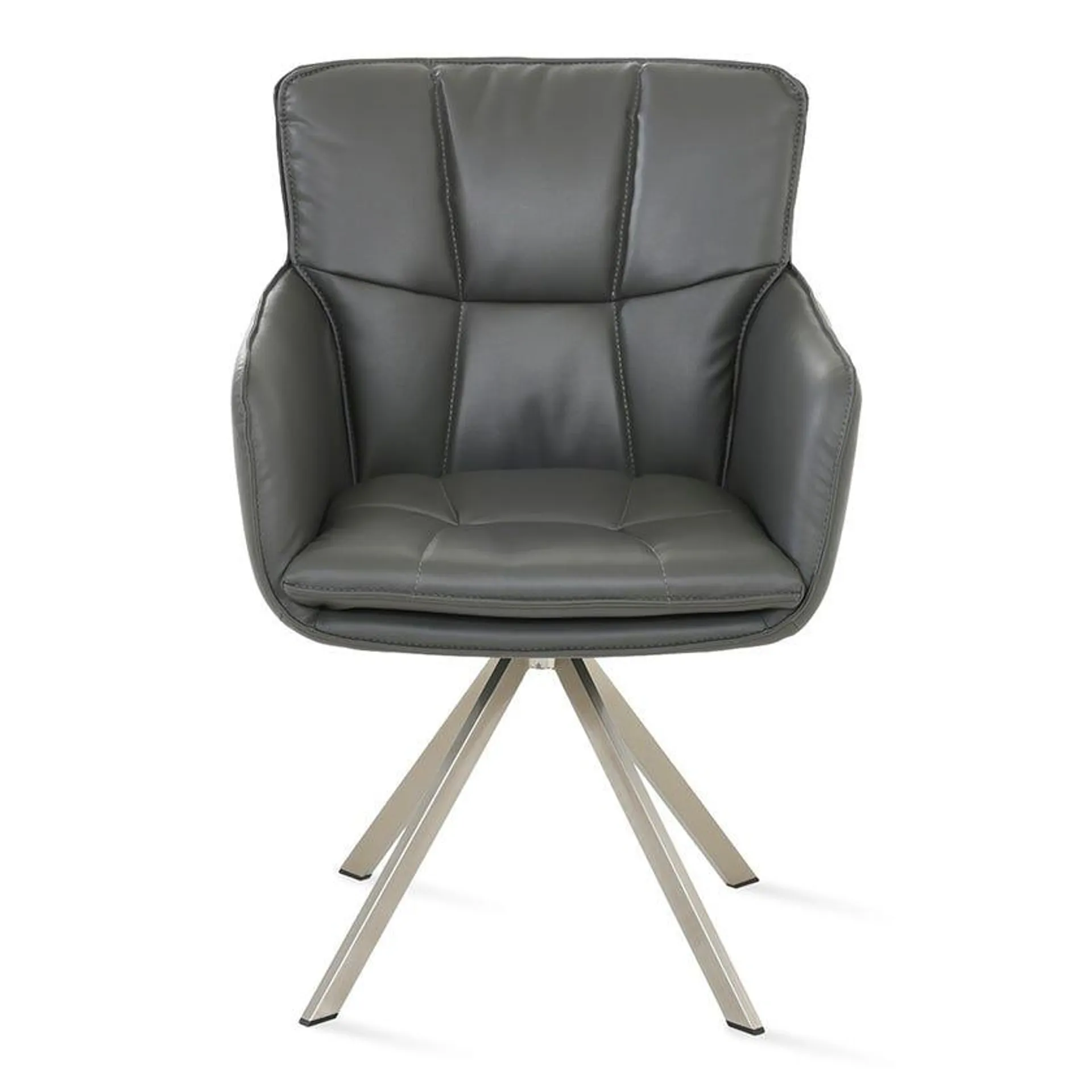 Abbey Dining Chair with Swivel, Dark Grey & Chrome