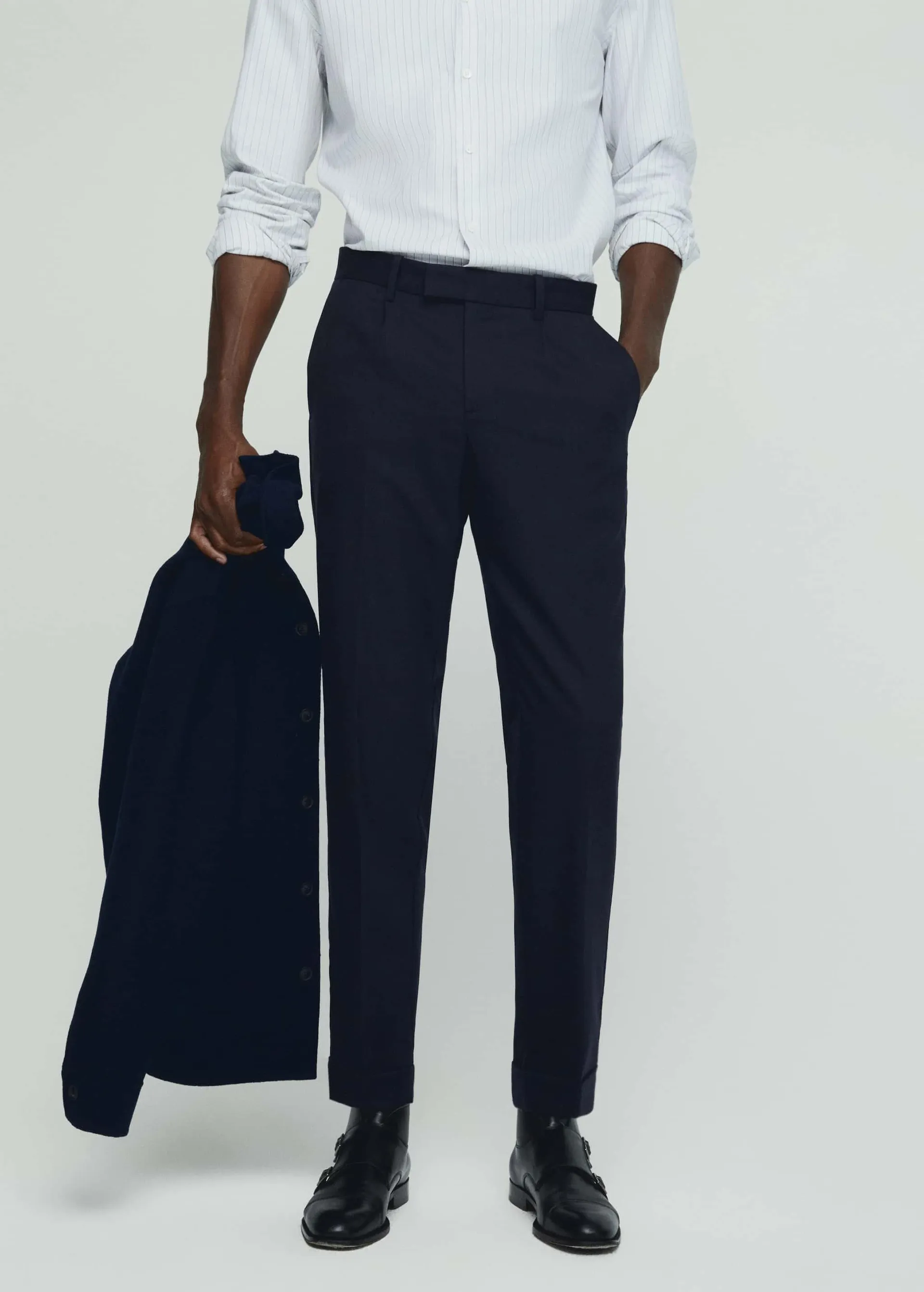 Pleat detail wool trousers